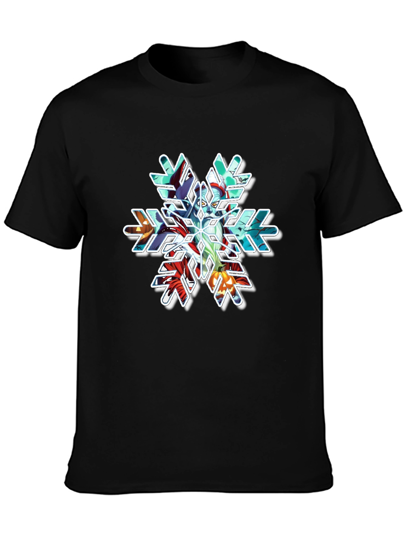 Holiday Snowflake Graphic Tee - Black Cotton Blend