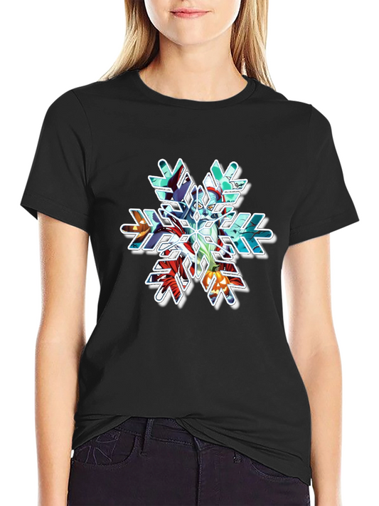 Holiday Snowflake Graphic Tee - Black Cotton Blend