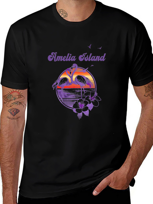 Amelia Island Flamingo Sunset Graphic Tee
