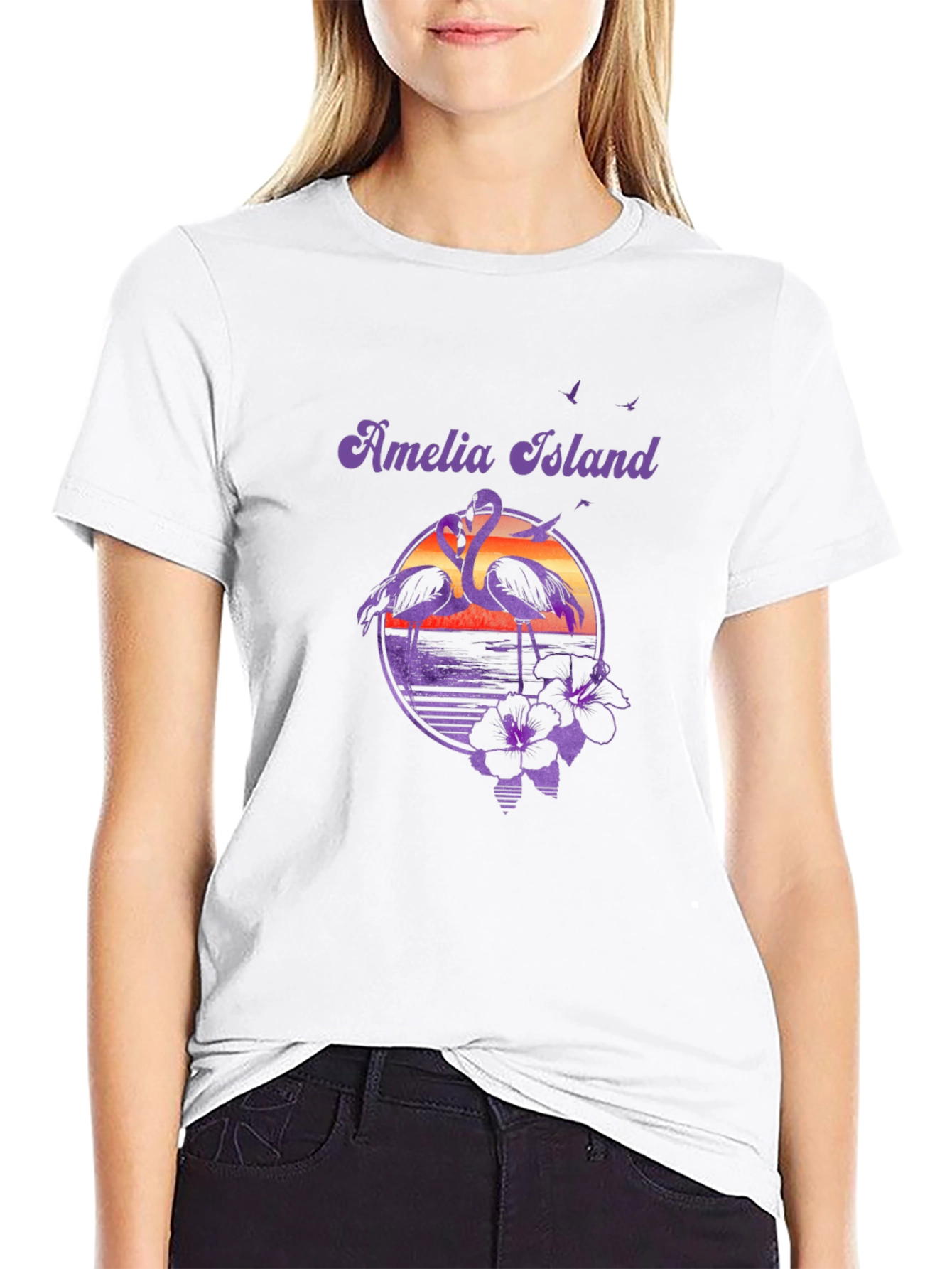 Amelia Island Flamingo Sunset Graphic Tee