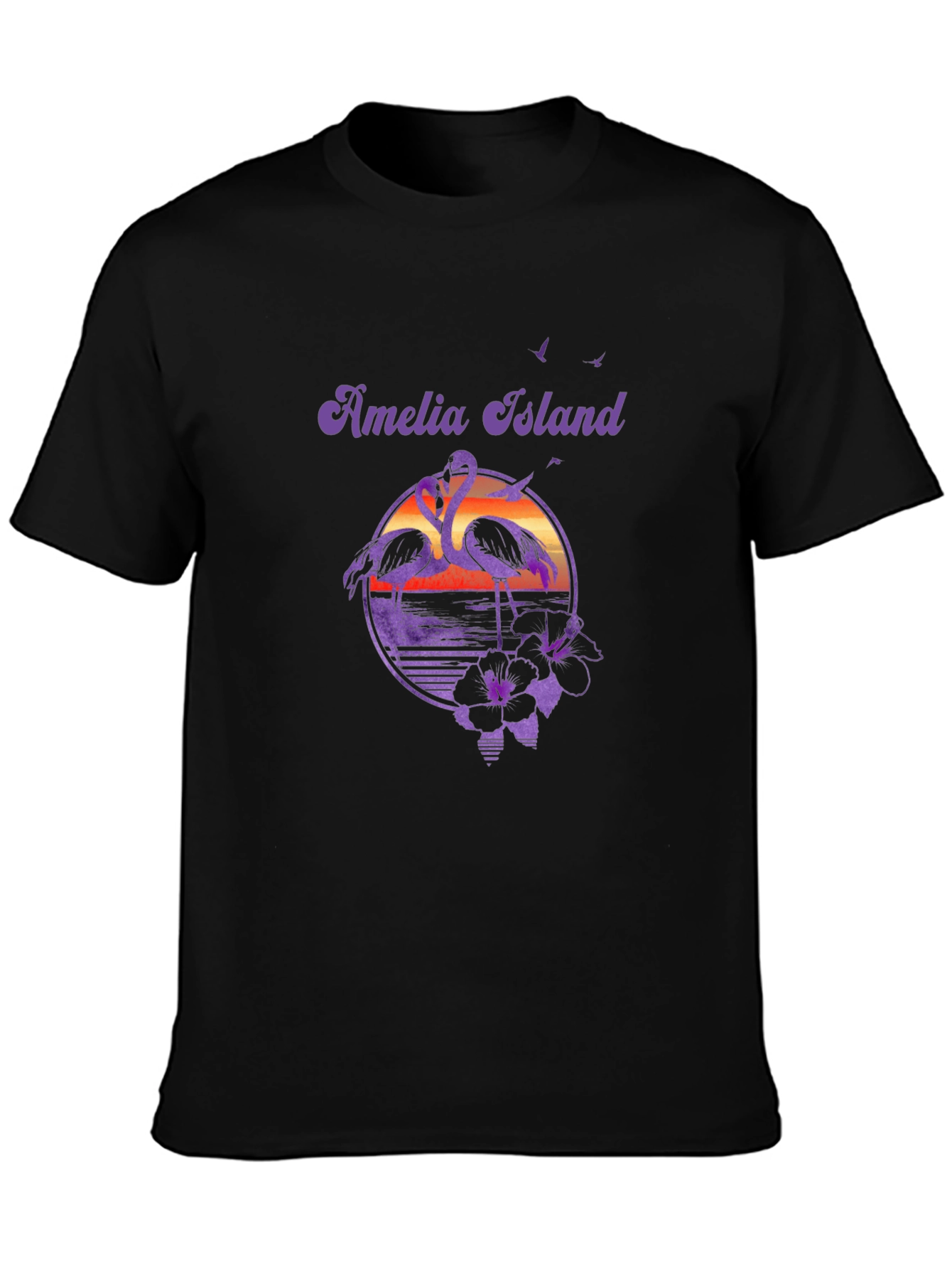 Amelia Island Flamingo Sunset Graphic Tee
