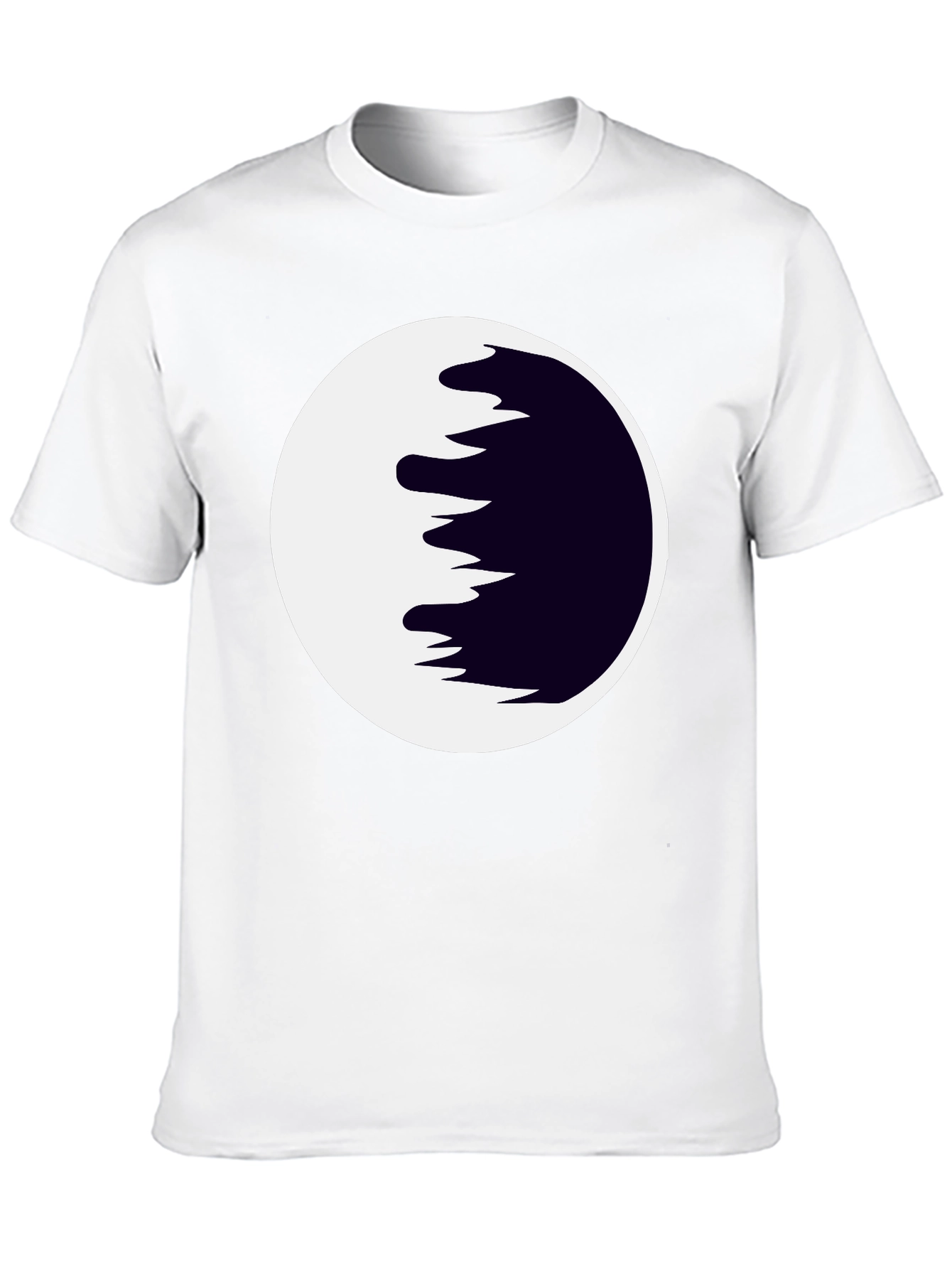 Abstract Moon Graphic Tee - Black Cotton Casual Shirt