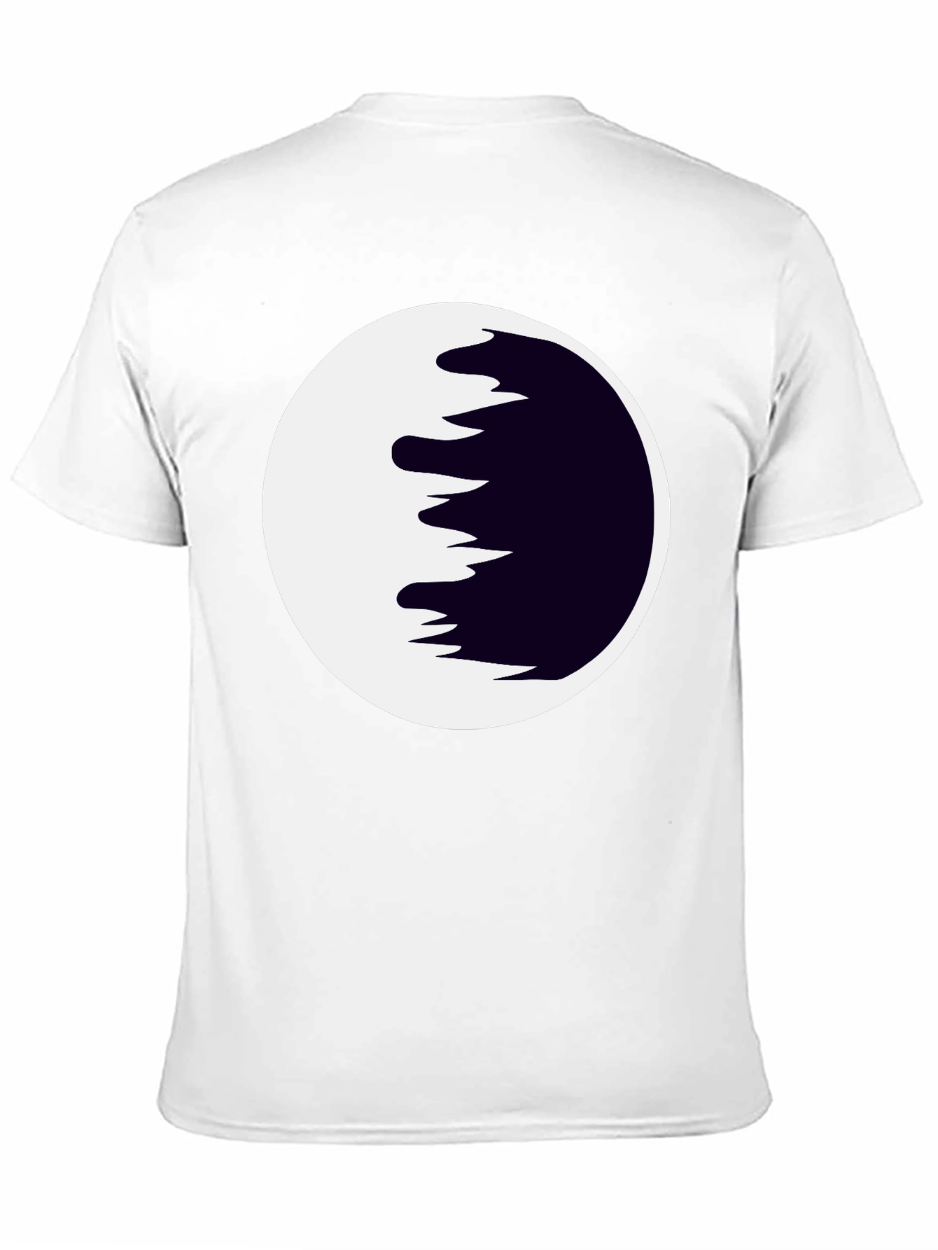 Abstract Moon Graphic Tee - Black Cotton Casual Shirt