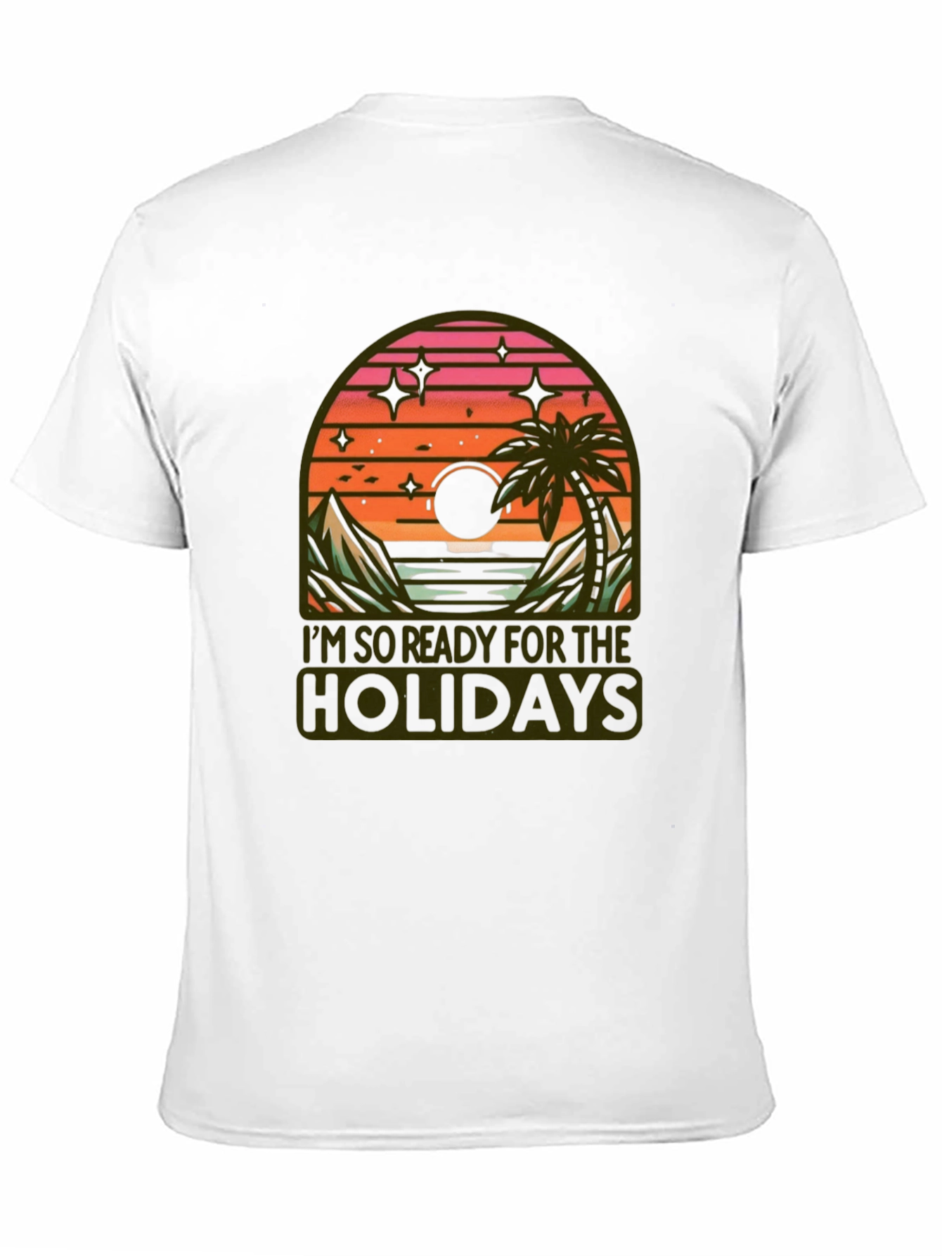 Holiday Ready Black T-Shirt with Sunset Graphic