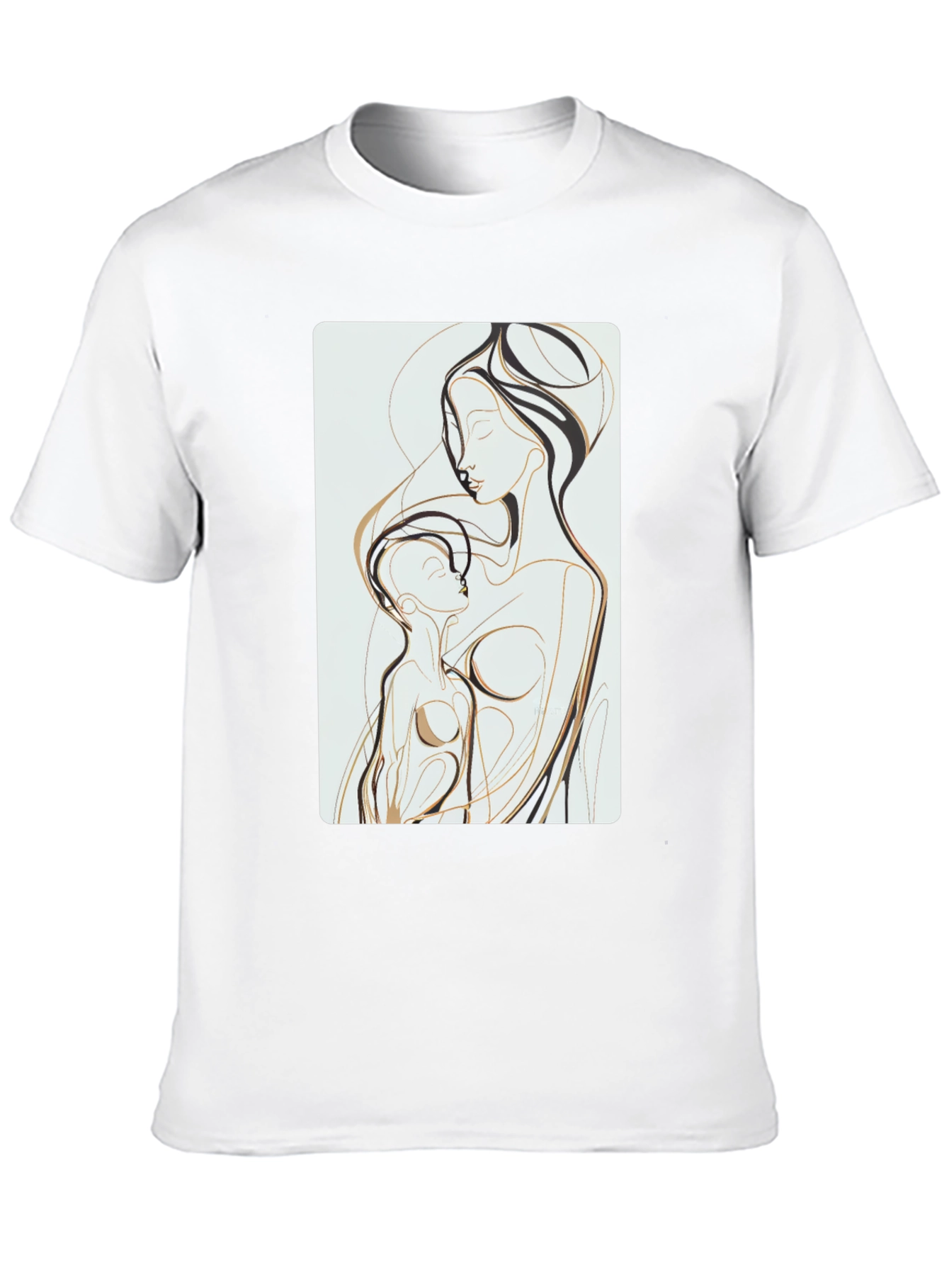 Abstract Mother Child Art Tee - Black Cotton
