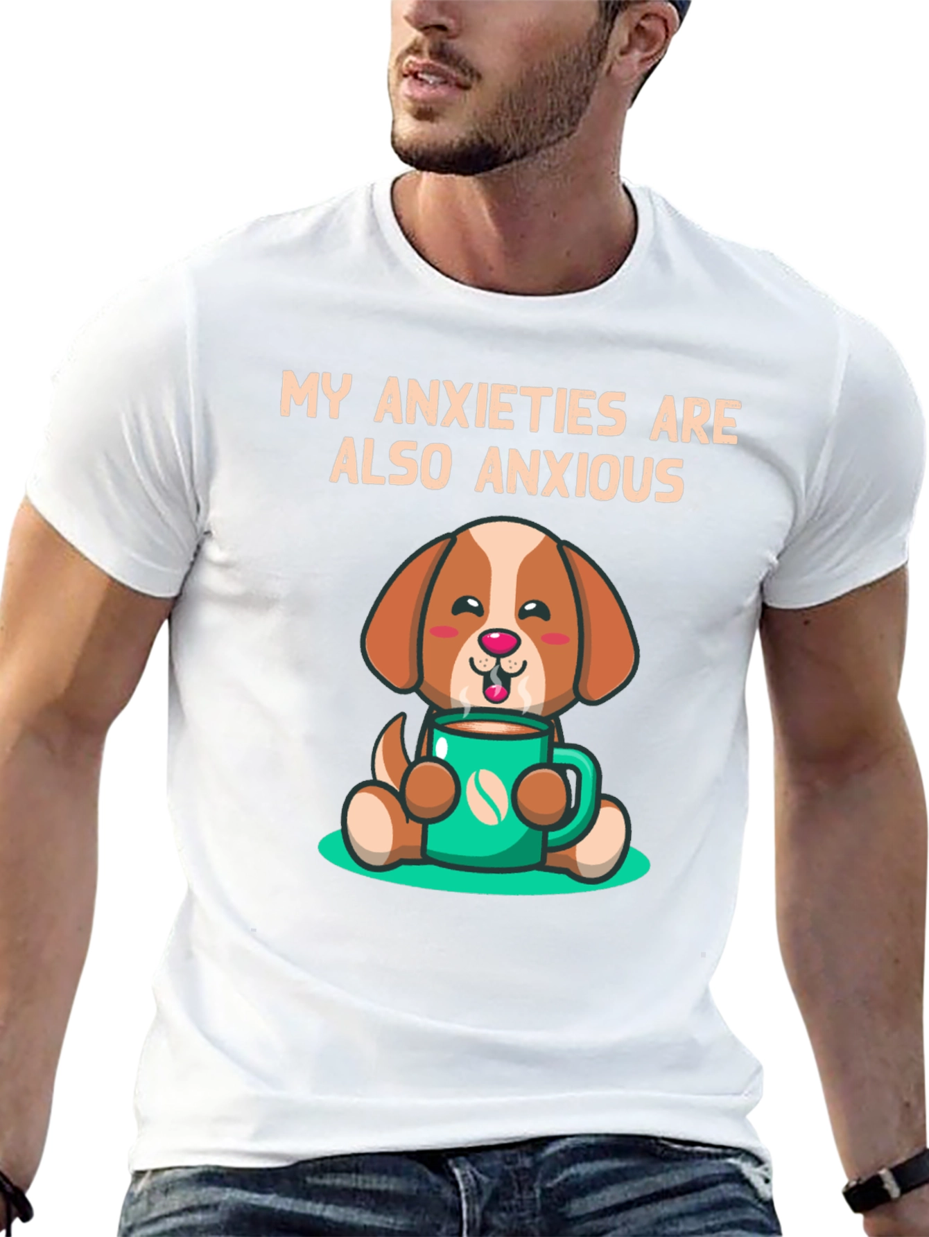 Anxious Dog T-Shirt - Cute Coffee Lover Tee
