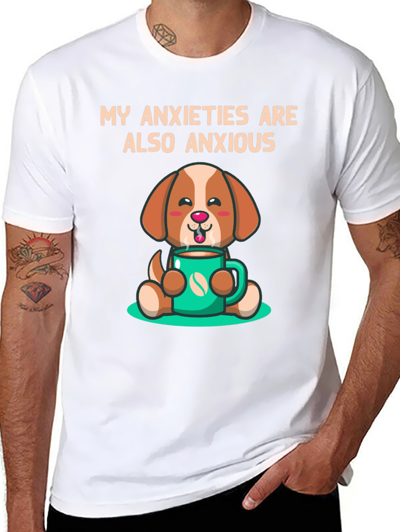 Anxious Dog T-Shirt - Cute Coffee Lover Tee