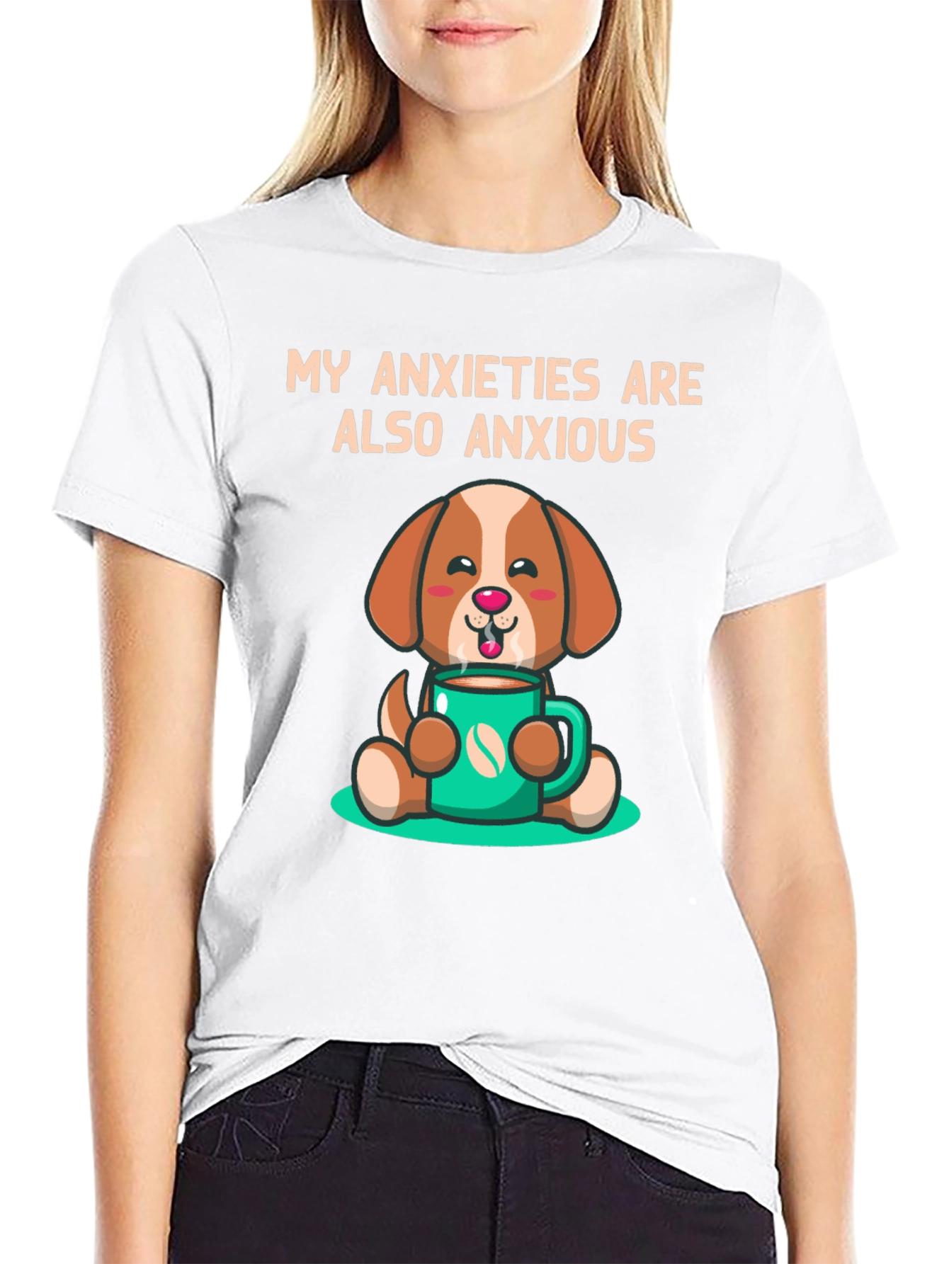 Anxious Dog T-Shirt - Cute Coffee Lover Tee