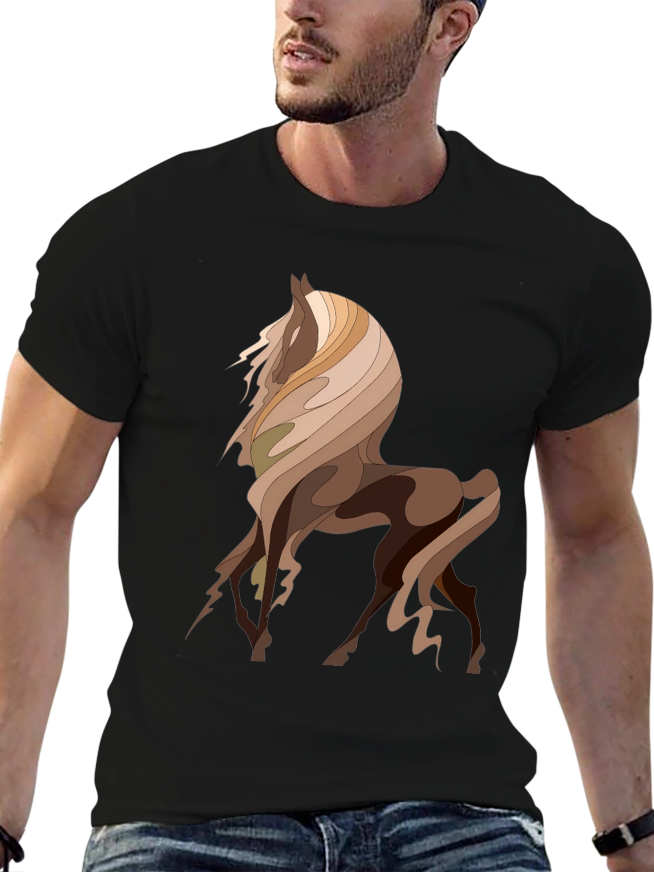 Abstract Horse Graphic Tee - Stylish Mens T-Shirt