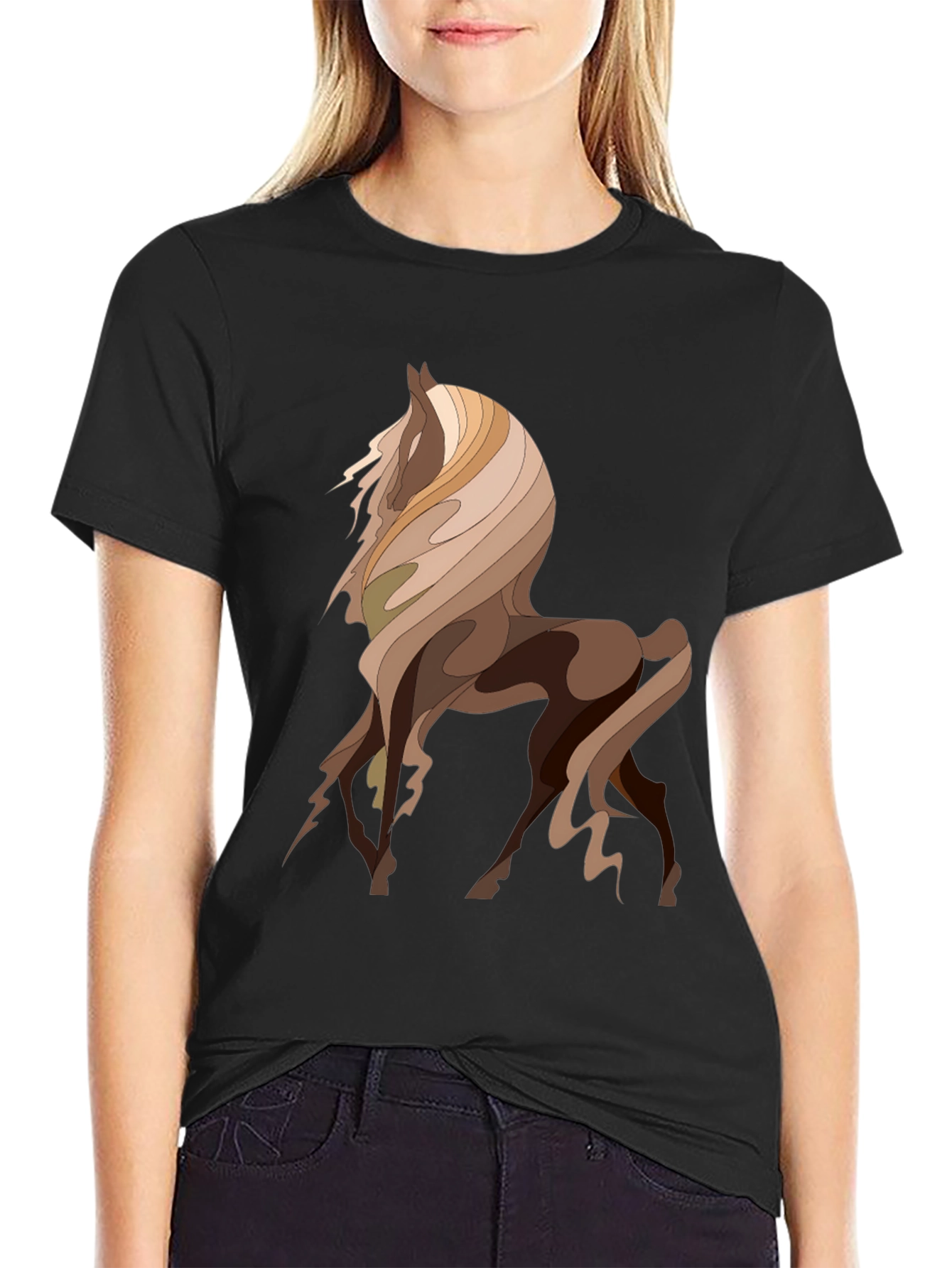 Abstract Horse Graphic Tee - Stylish Mens T-Shirt