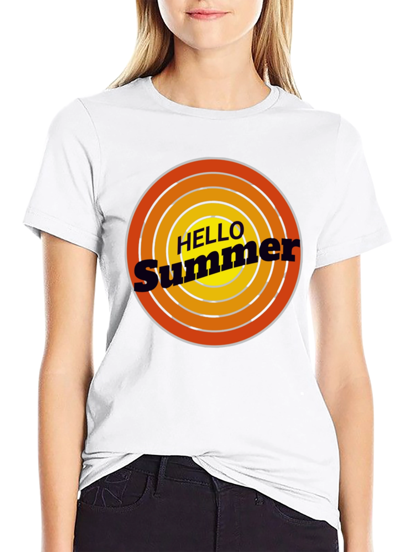 Hello Summer Black Graphic T-Shirt