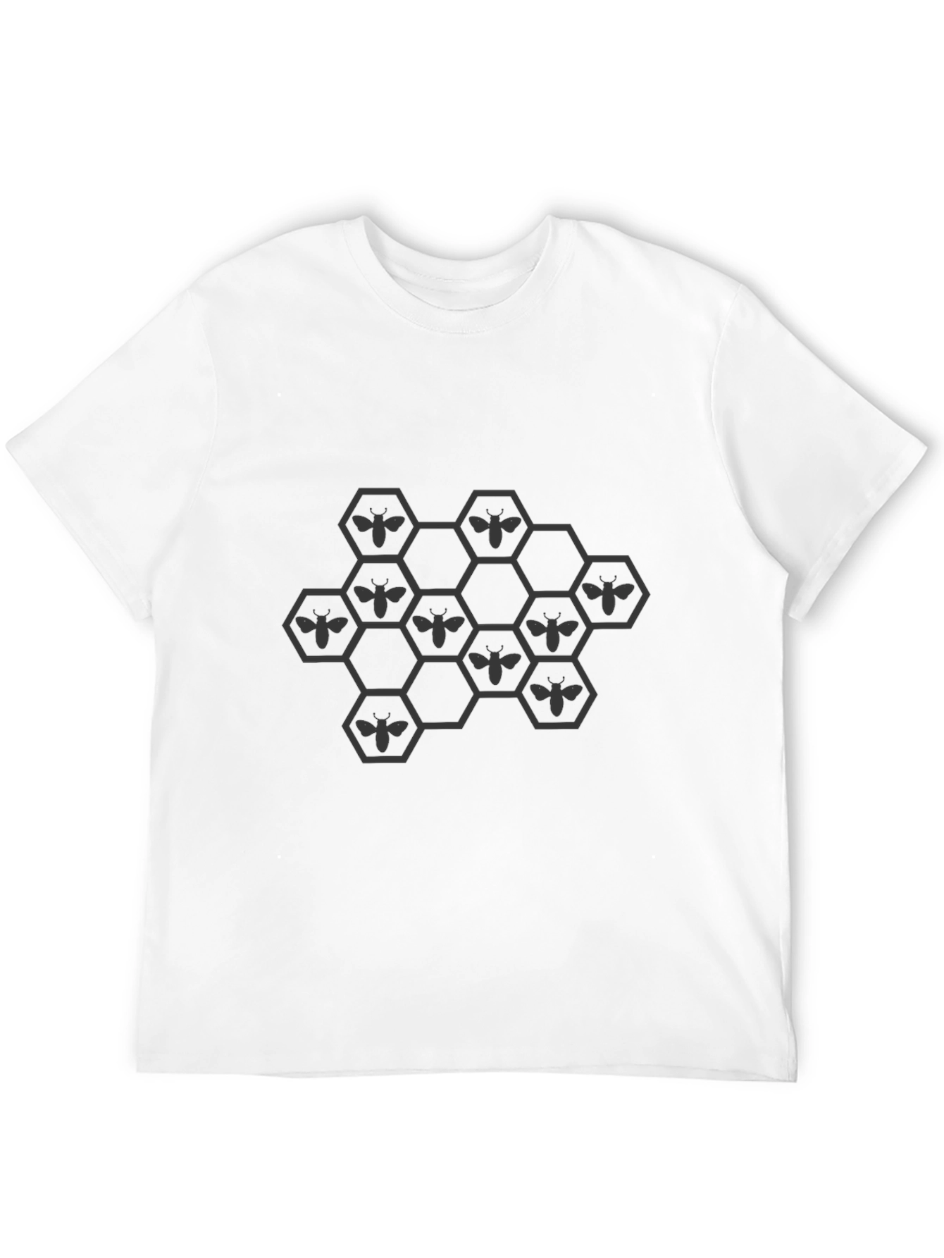 Honeycomb Bee Graphic T-Shirt - Black