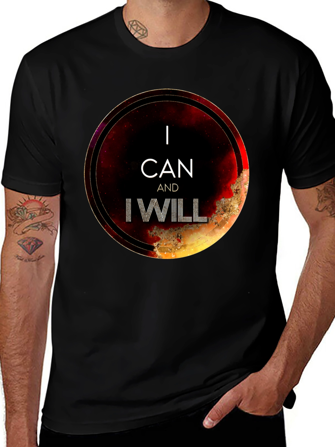 I Can and I Will Motivational Black T-Shirt