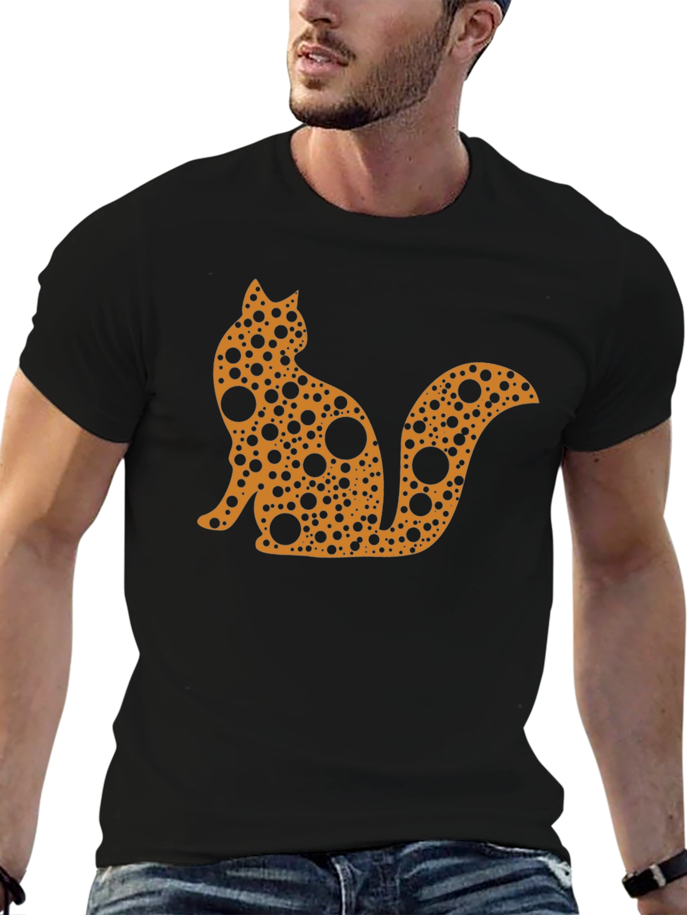Abstract Cat T-Shirt - Black