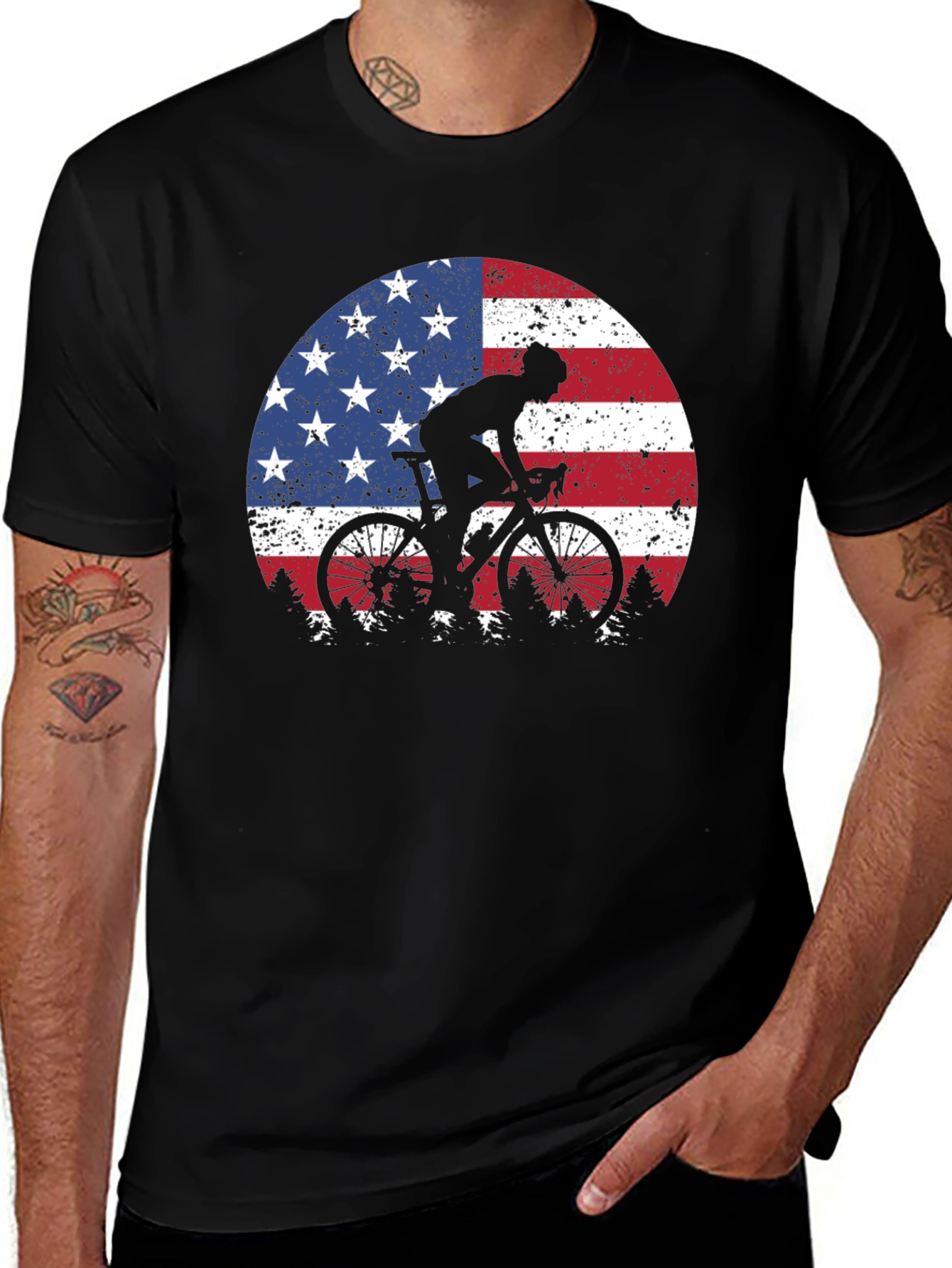 American Flag Cyclist Graphic Tee