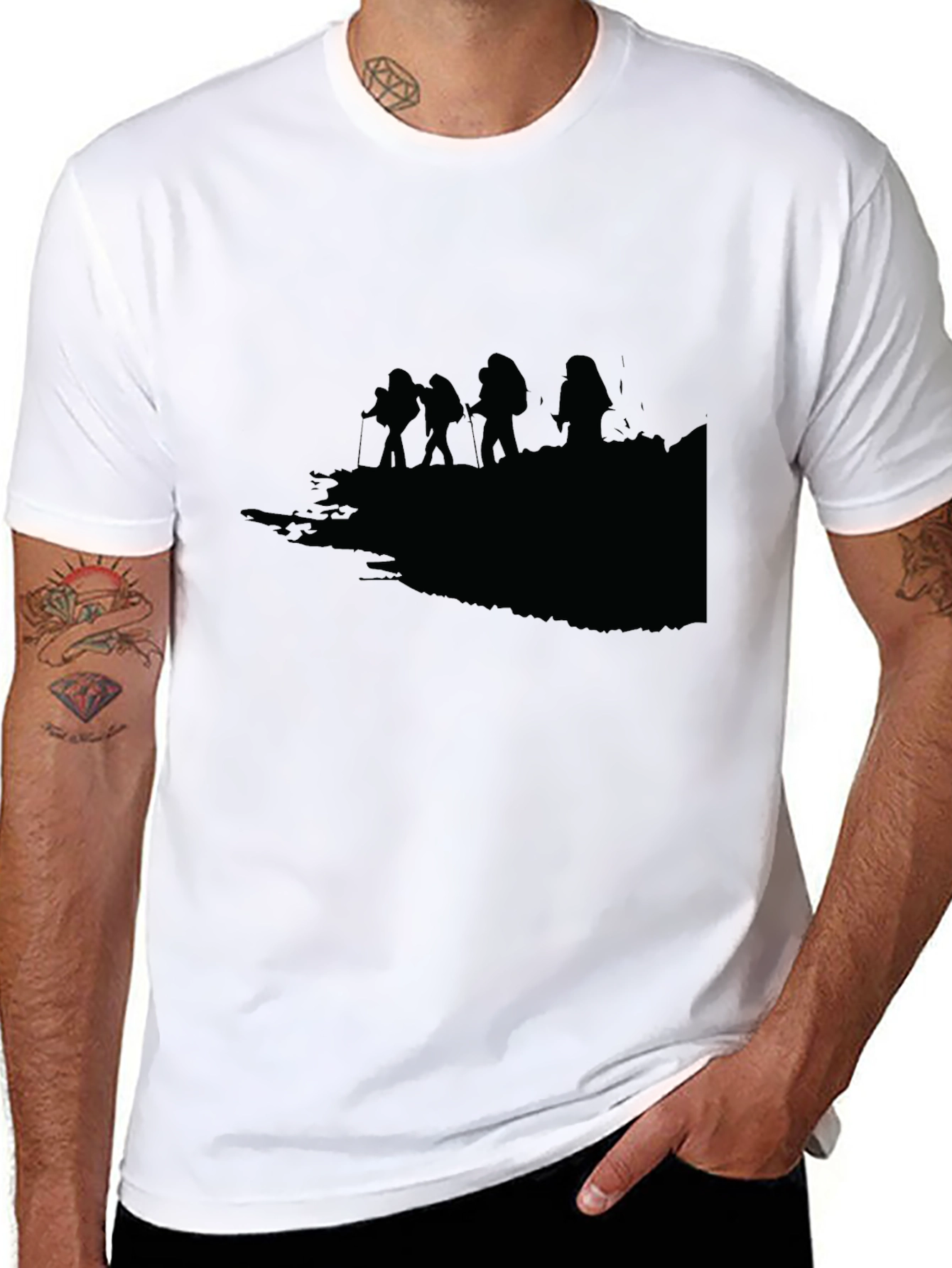 Hiking Silhouette Graphic Tee - Black