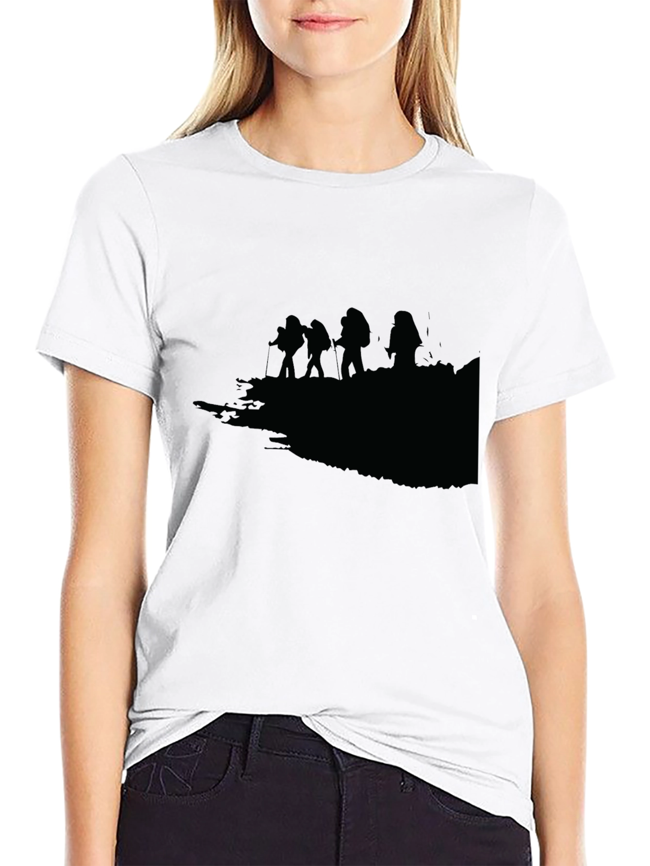 Hiking Silhouette Graphic Tee - Black