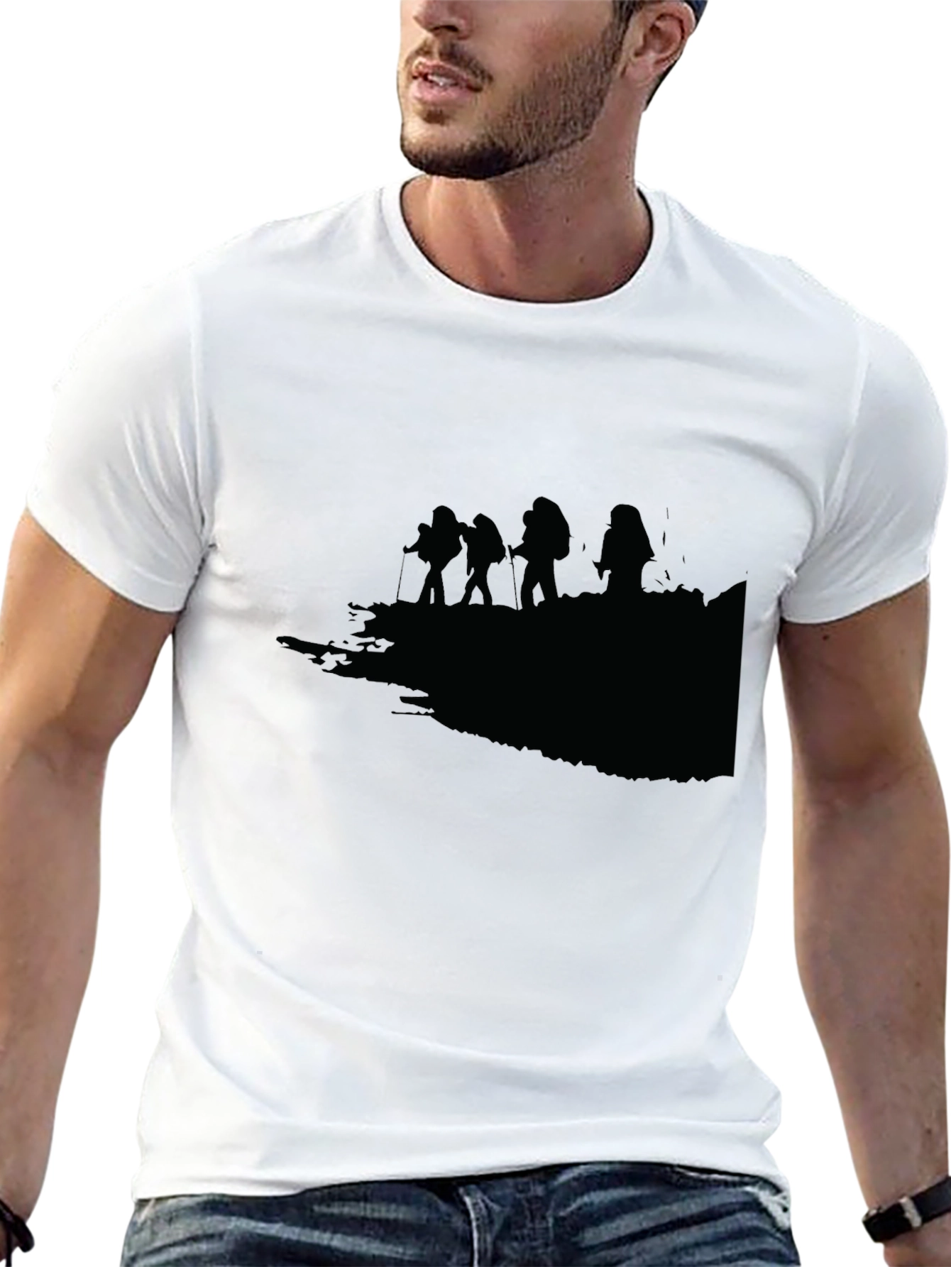 Hiking Silhouette Graphic Tee - Black