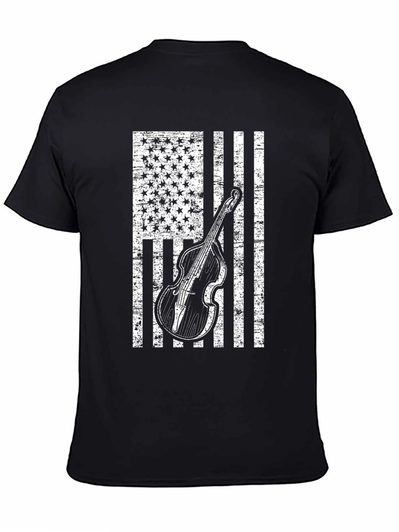 Americana Bass Guitar Distressed Flag T-Shirt