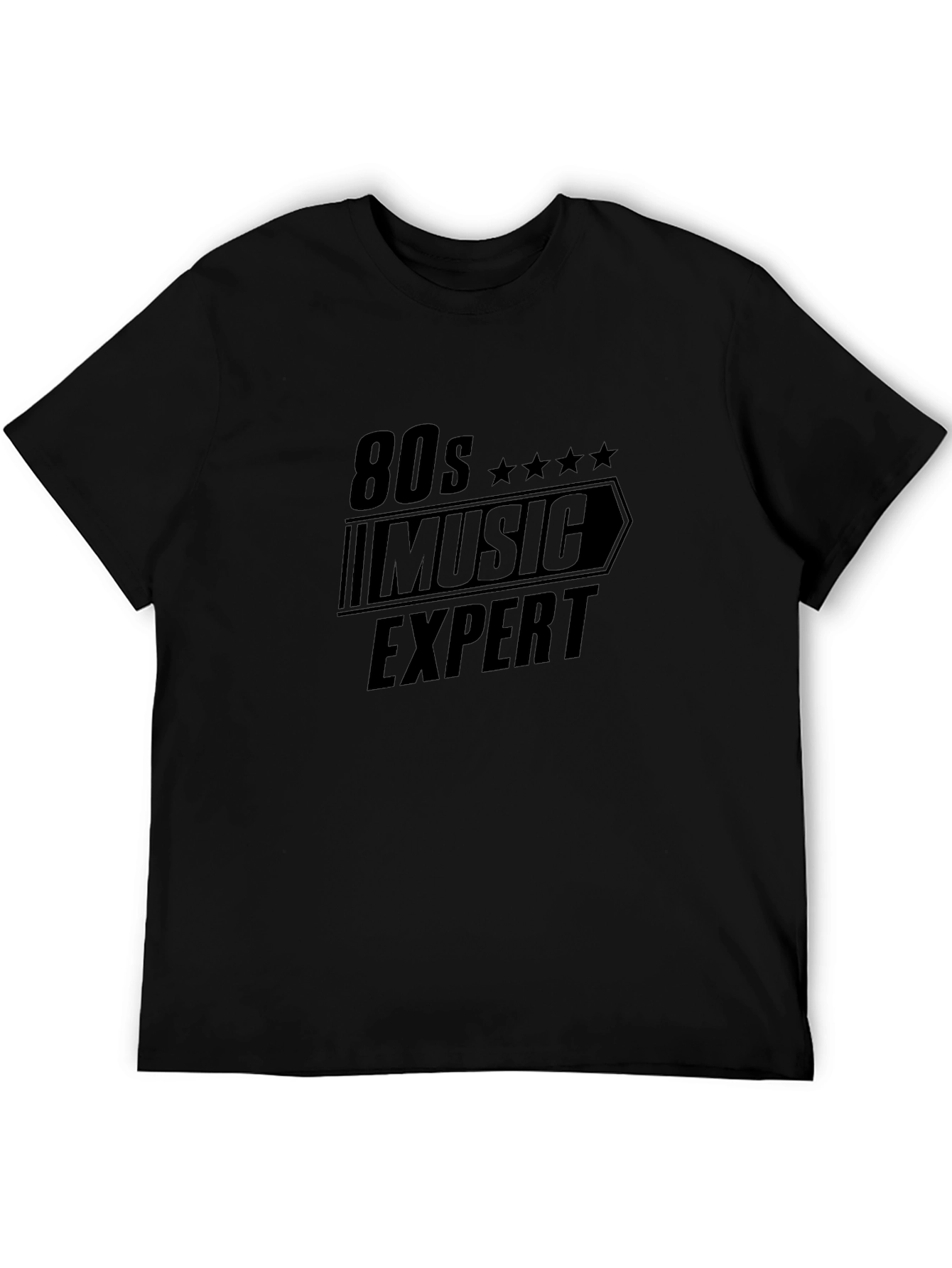 80s Music Expert Black Graphic Tee