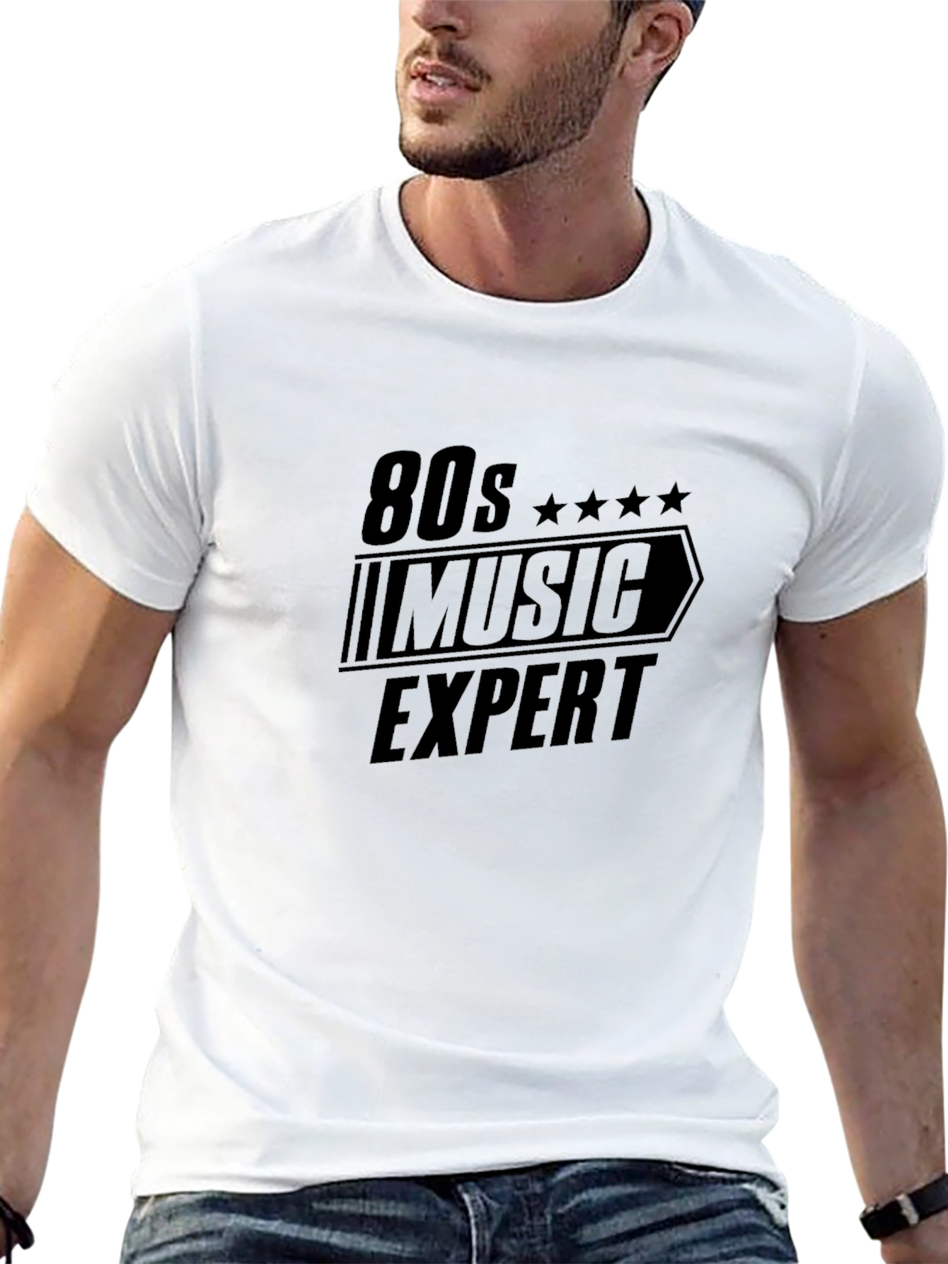 80s Music Expert Black Graphic Tee