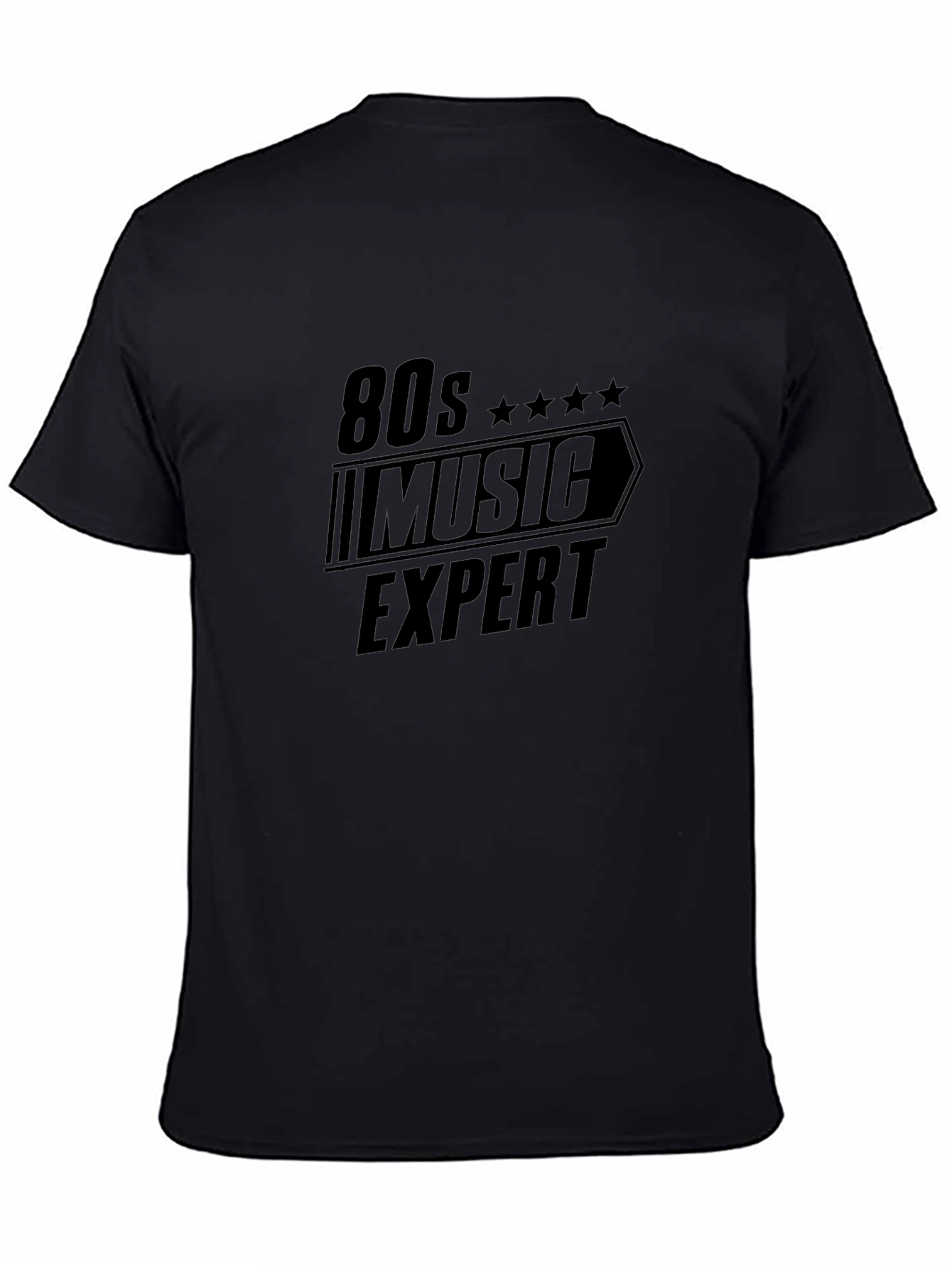 80s Music Expert Black Graphic Tee