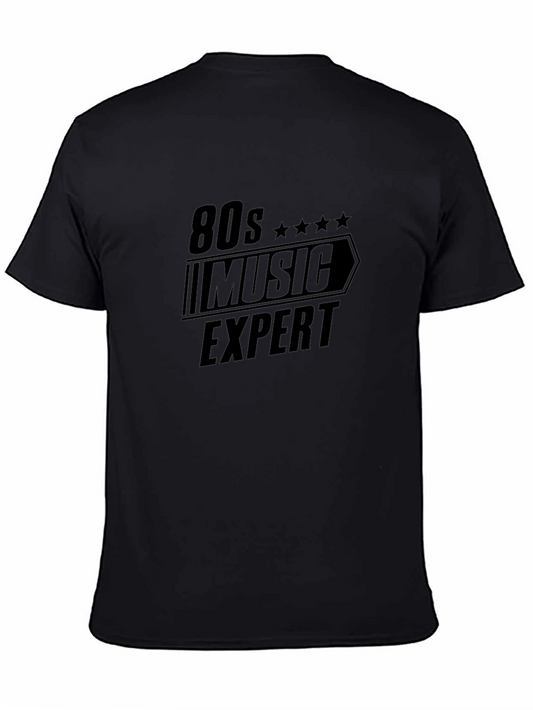 80s Music Expert Black Graphic Tee