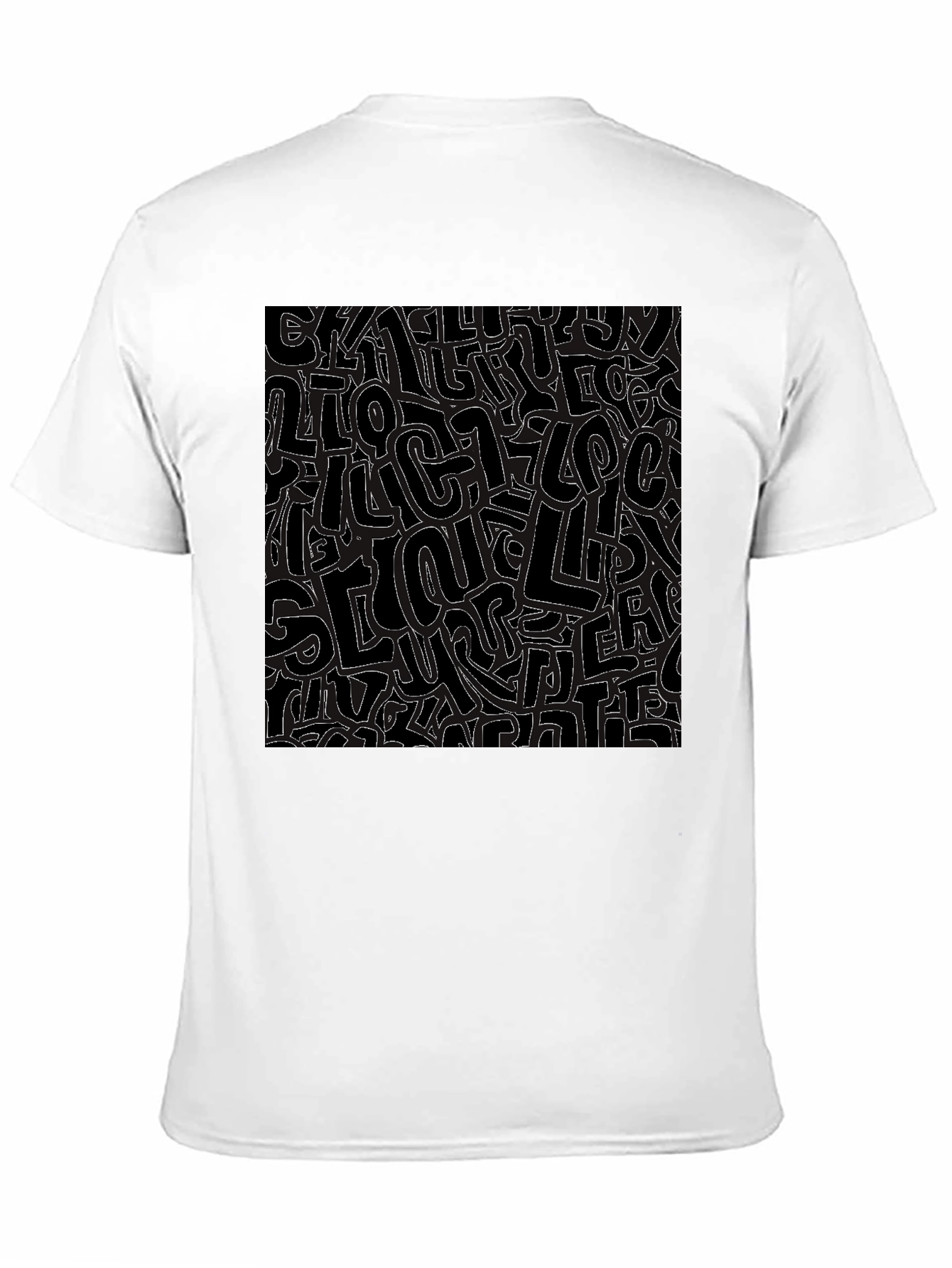 Abstract Letter Print Black Crew Neck T-Shirt