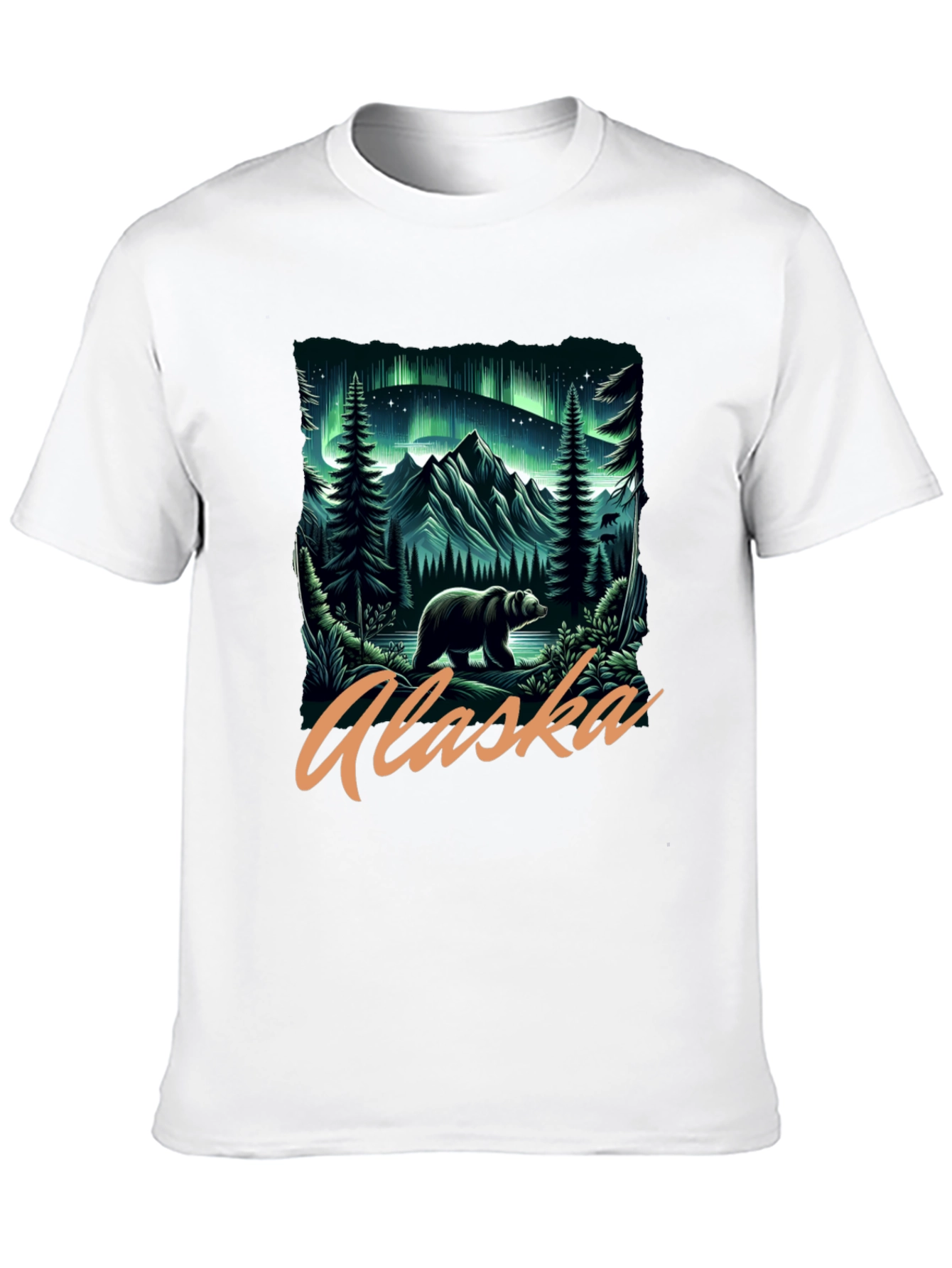 Alaska Bear Aurora Graphic T-Shirt