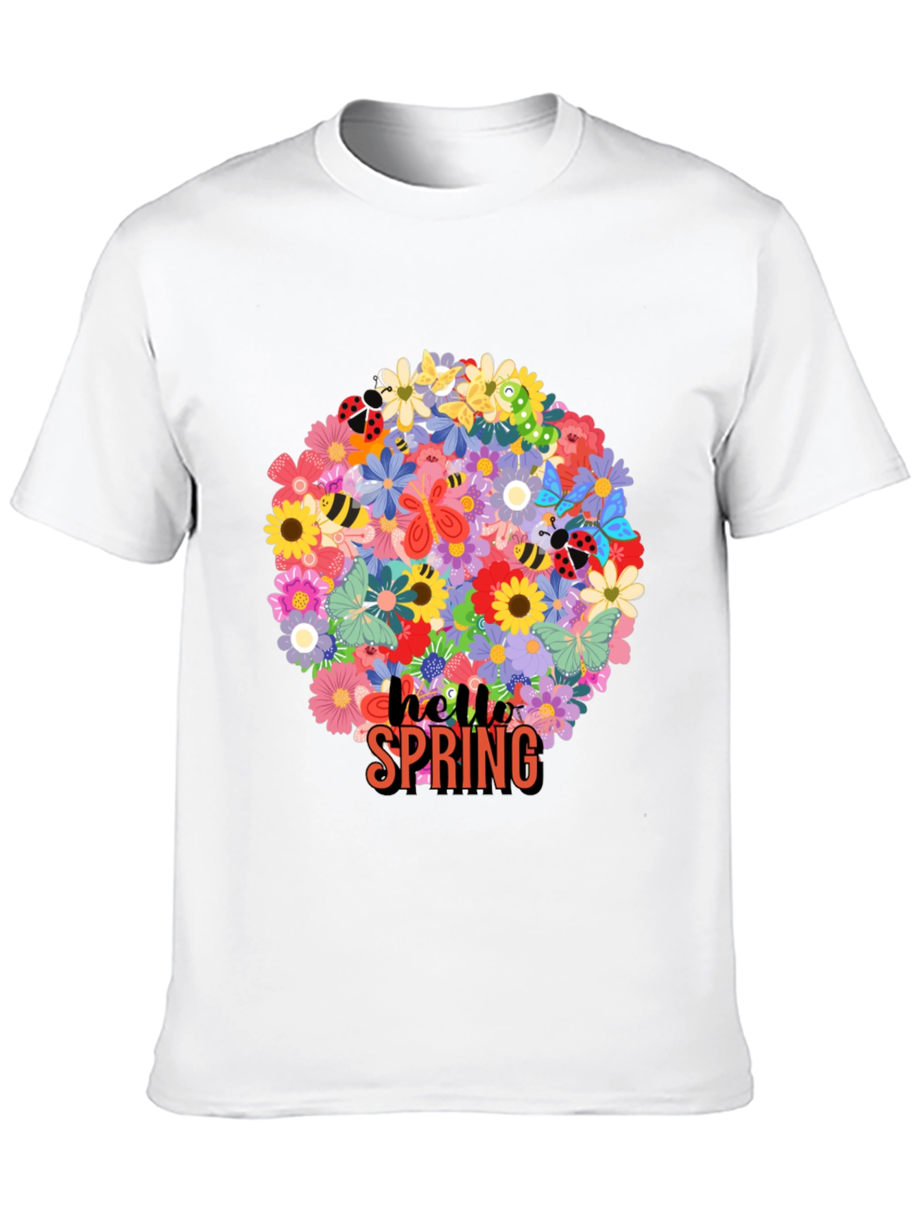 Hello Spring Floral Graphic Tee - Black