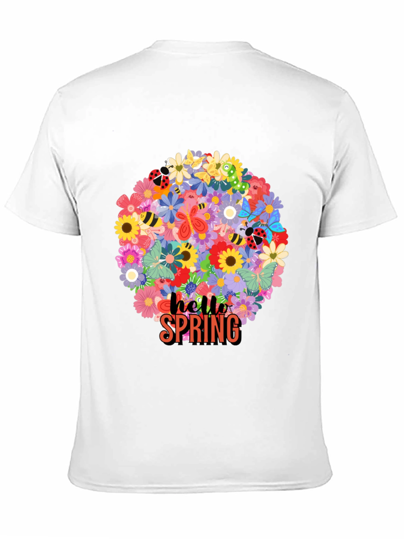 Hello Spring Floral Graphic Tee - Black