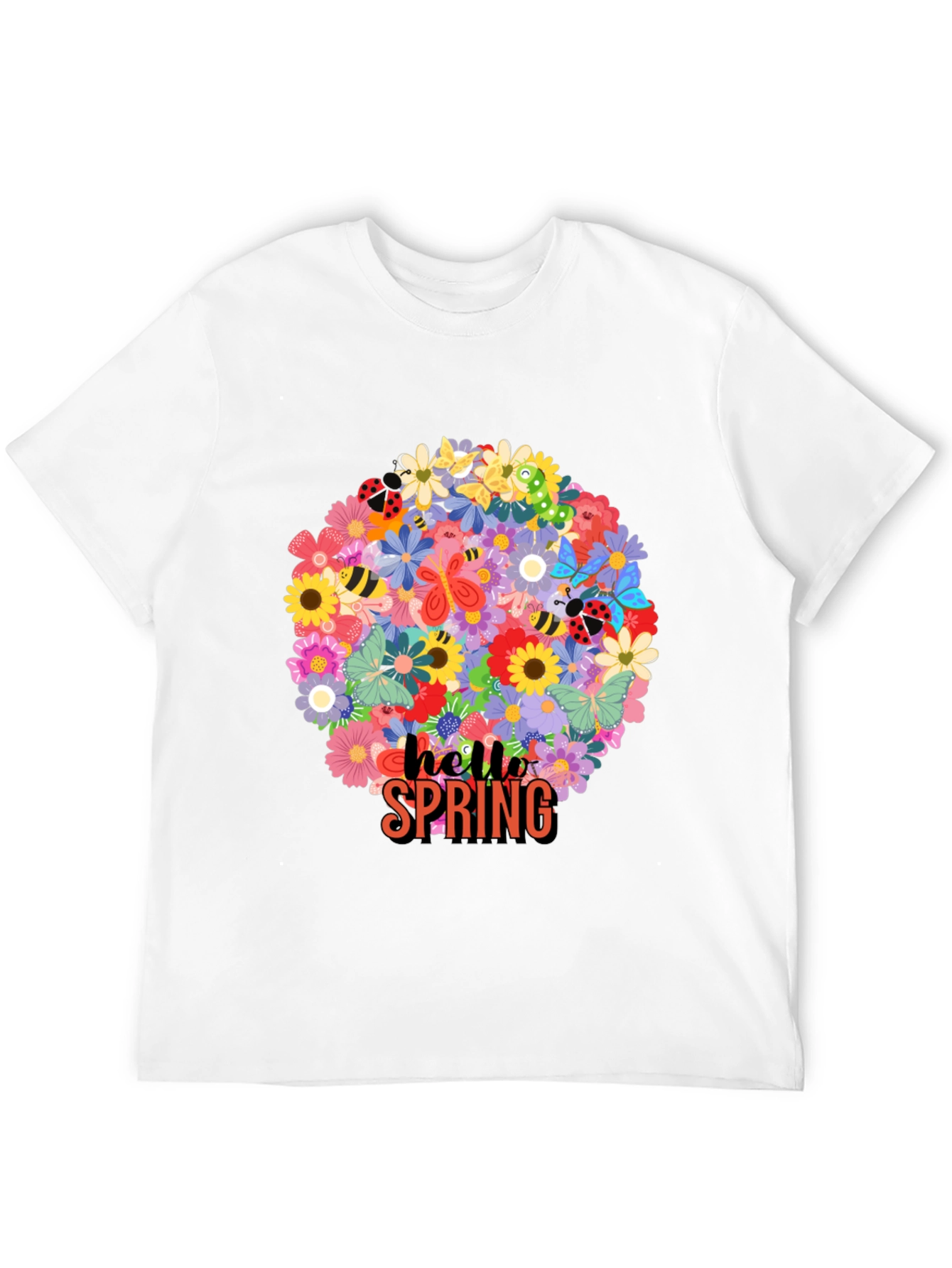 Hello Spring Floral Graphic Tee - Black