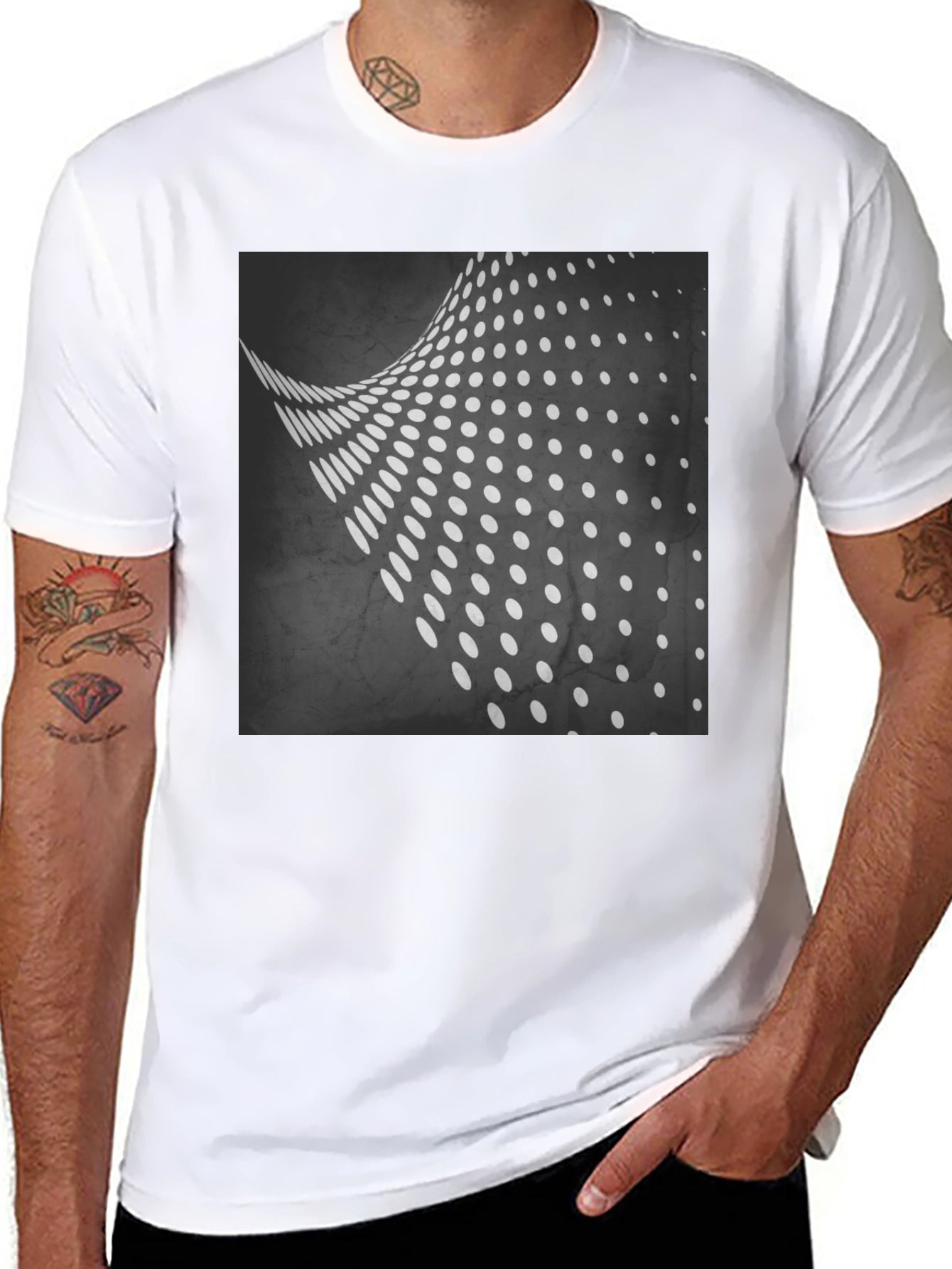 Abstract Dot Wave Black T-Shirt