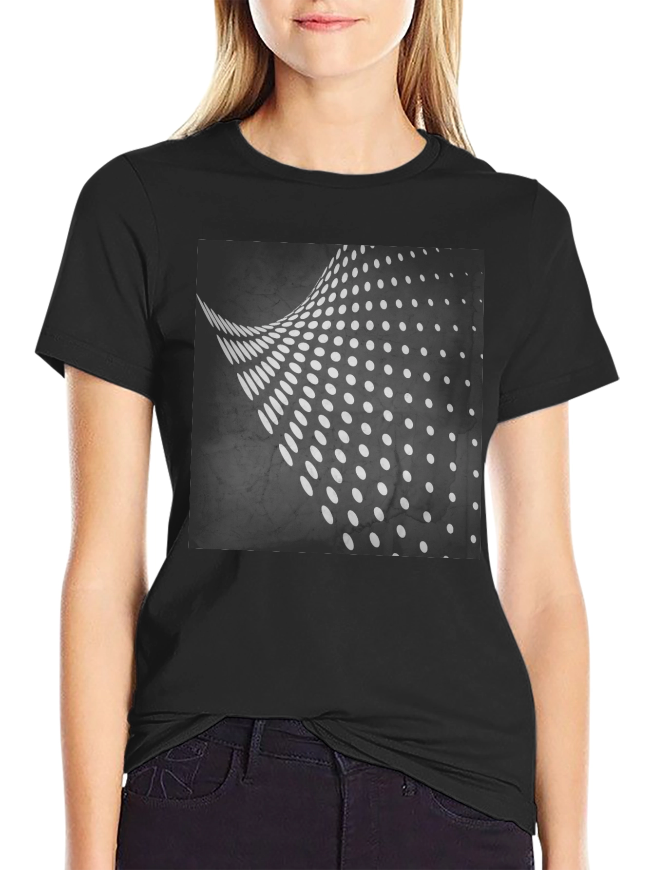 Abstract Dot Wave Black T-Shirt