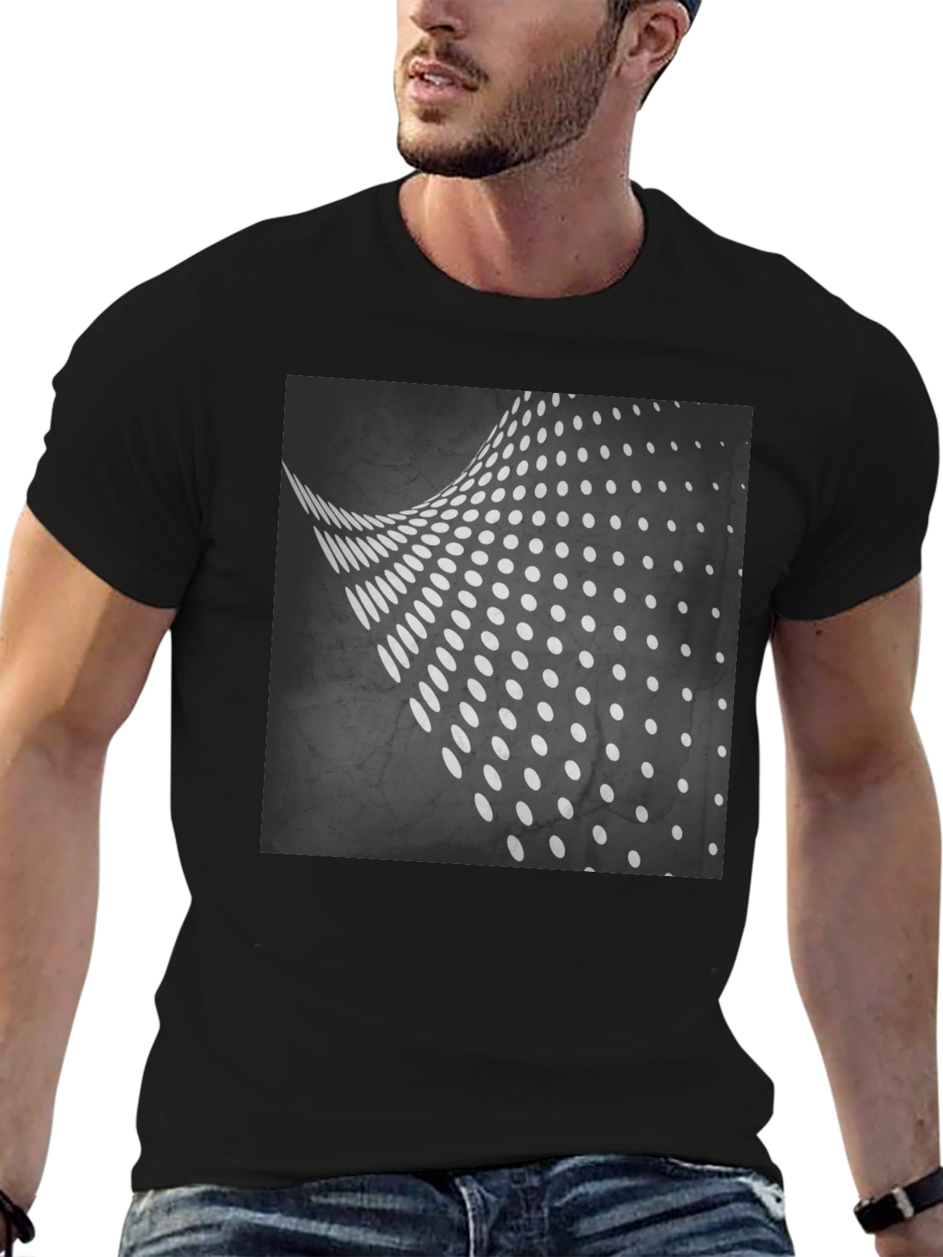 Abstract Dot Wave Black T-Shirt