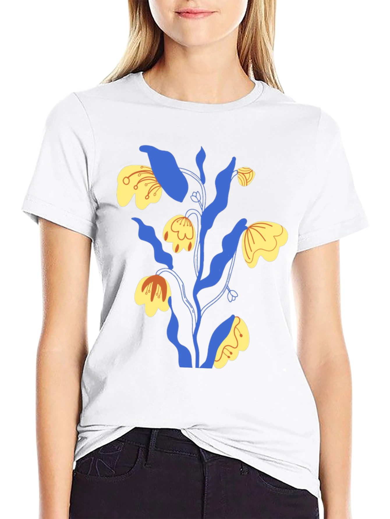 Abstract Floral Graphic Tee - Mens Black T-Shirt