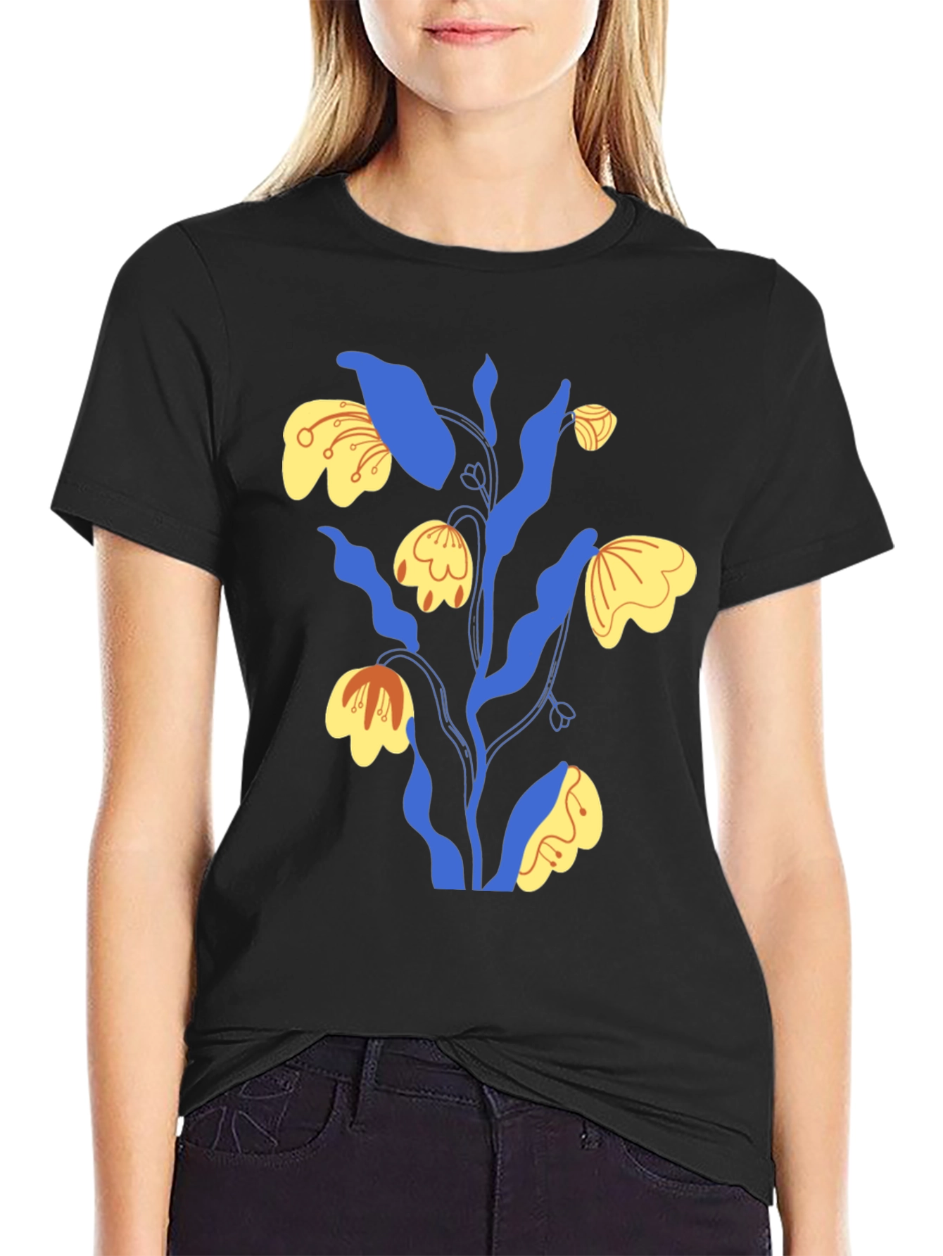 Abstract Floral Graphic Tee - Mens Black T-Shirt