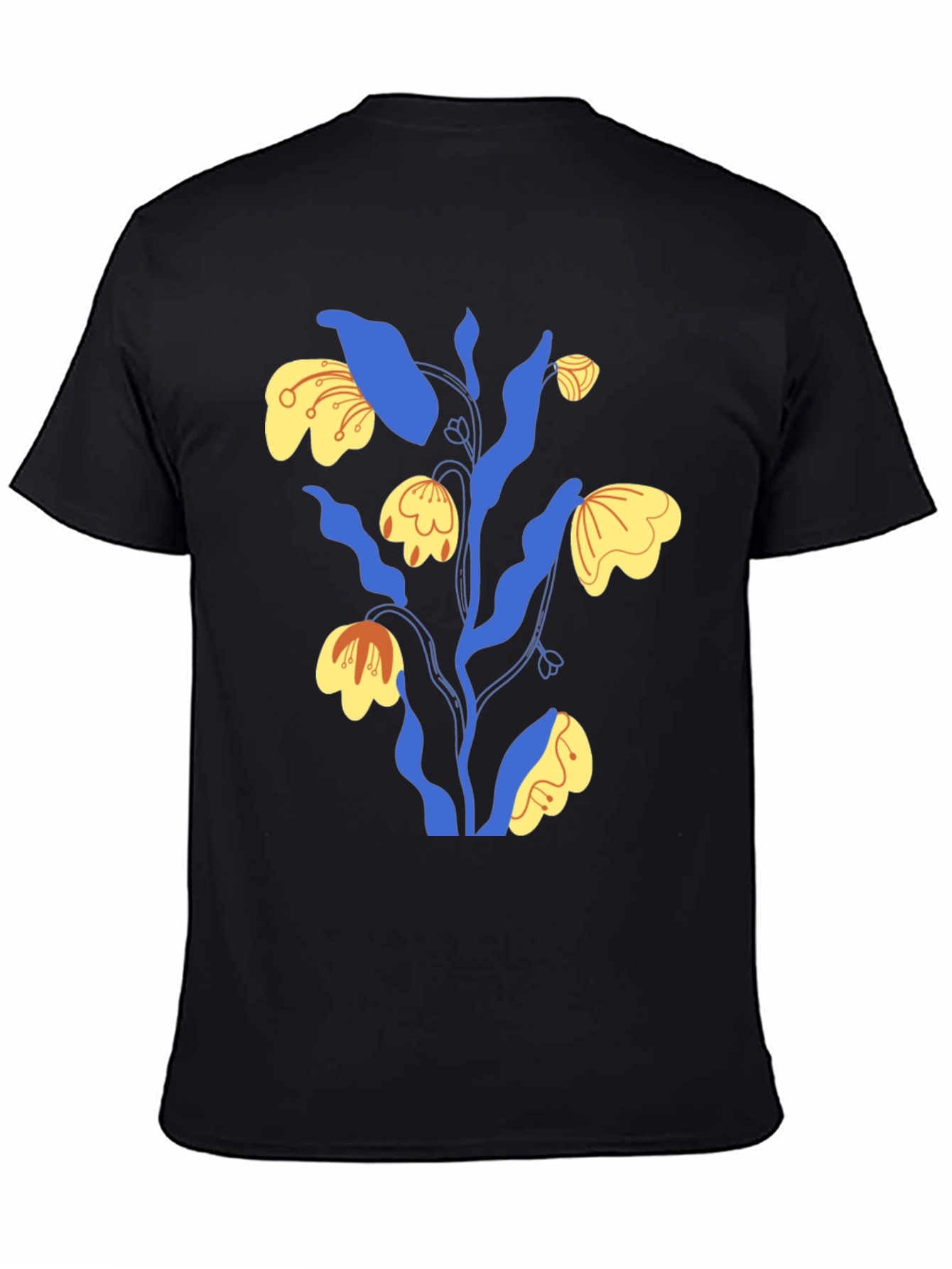 Abstract Floral Graphic Tee - Mens Black T-Shirt