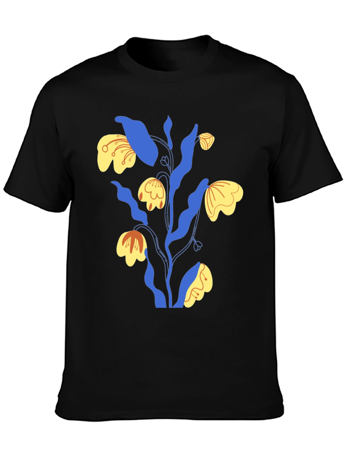 Abstract Floral Graphic Tee - Mens Black T-Shirt
