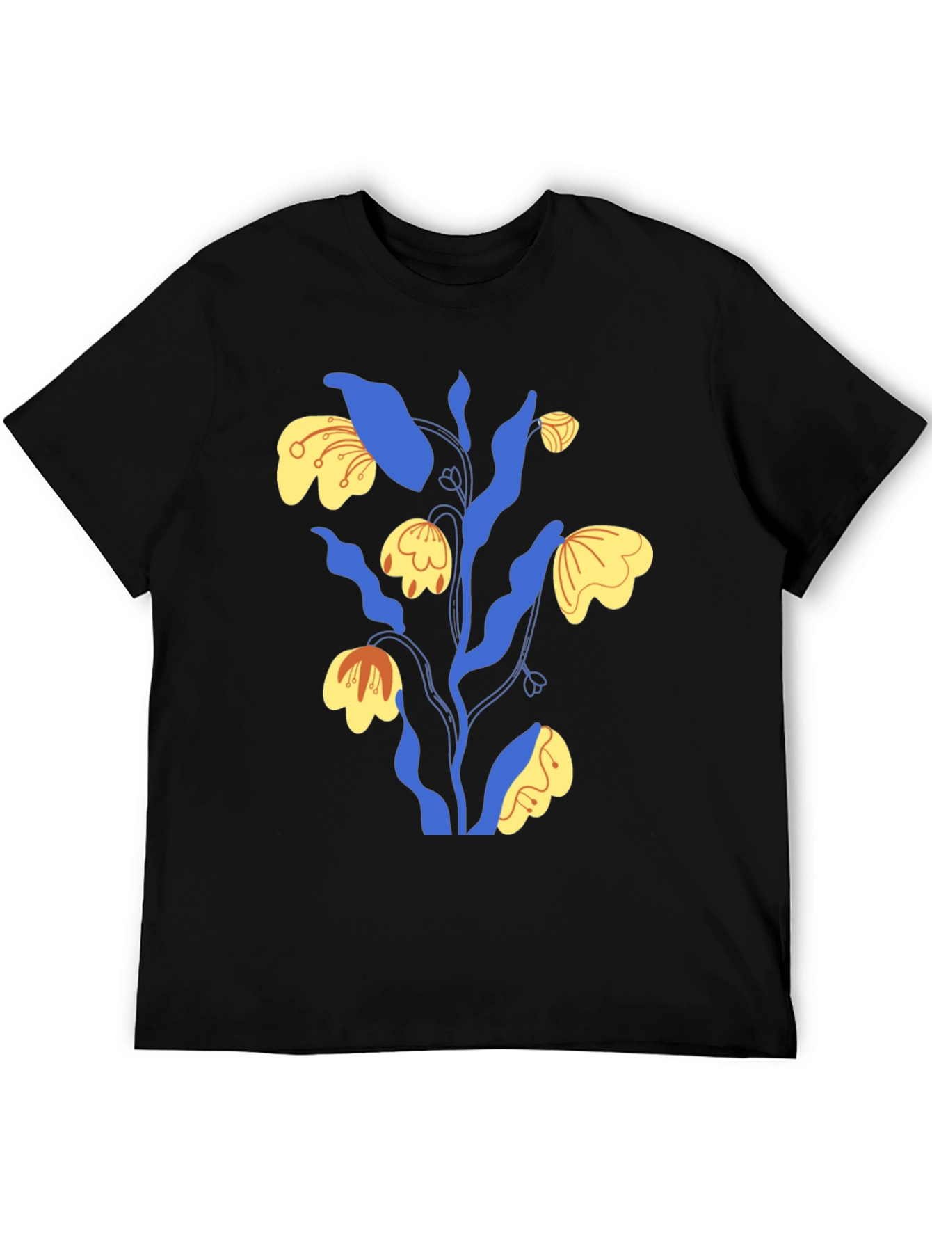 Abstract Floral Graphic Tee - Mens Black T-Shirt