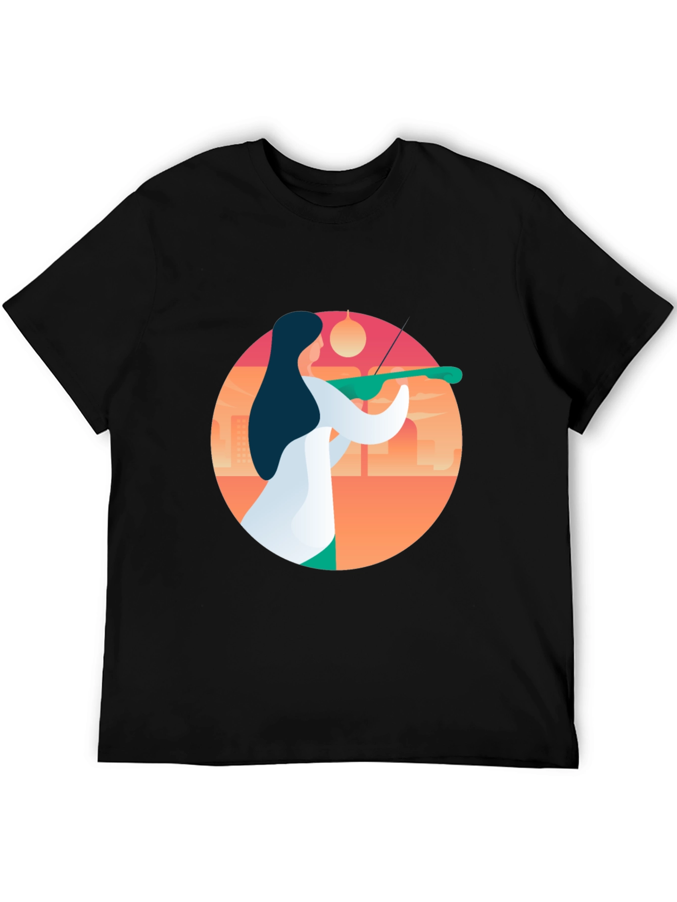 Abstract Musician Graphic Tee - Black