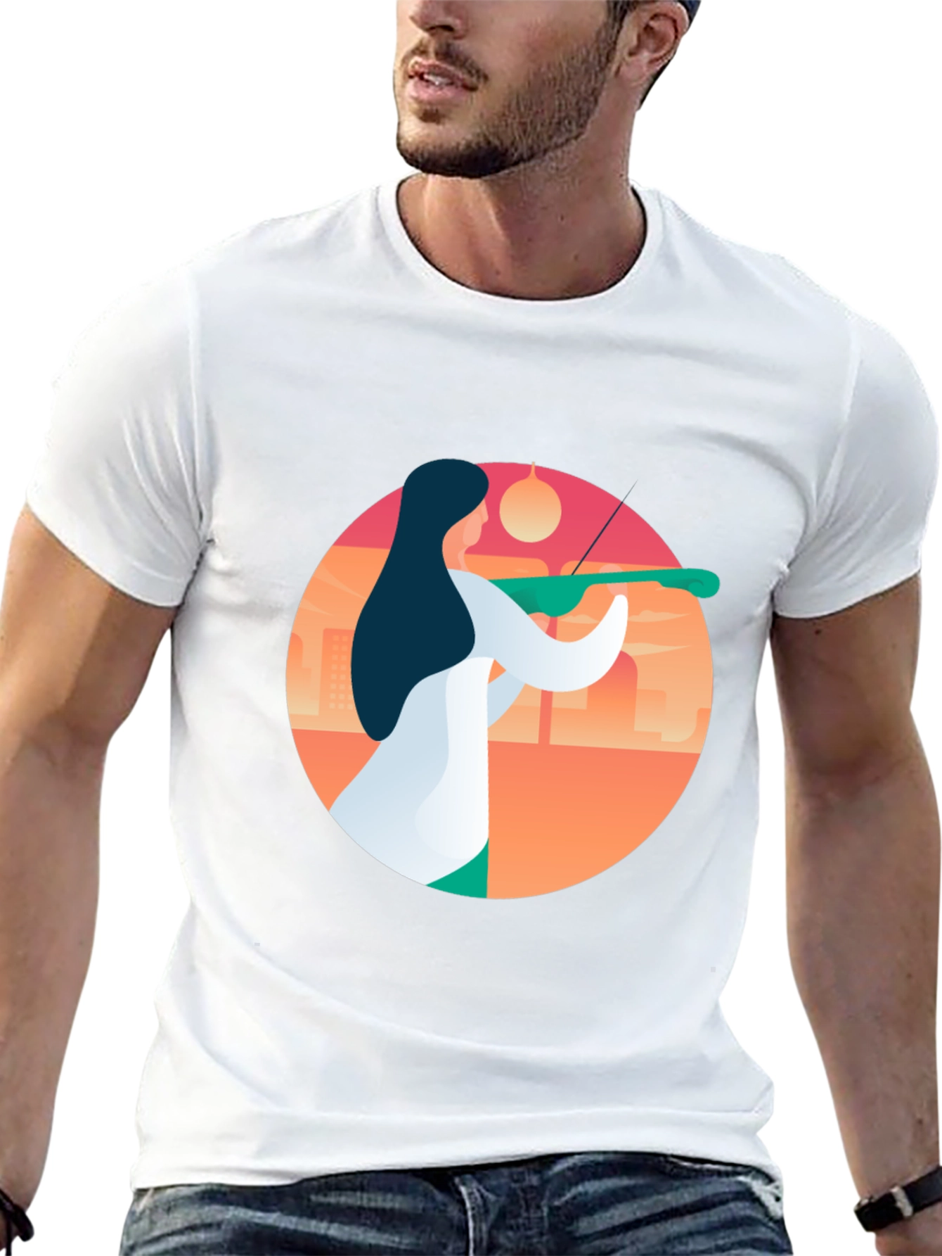 Abstract Musician Graphic Tee - Black