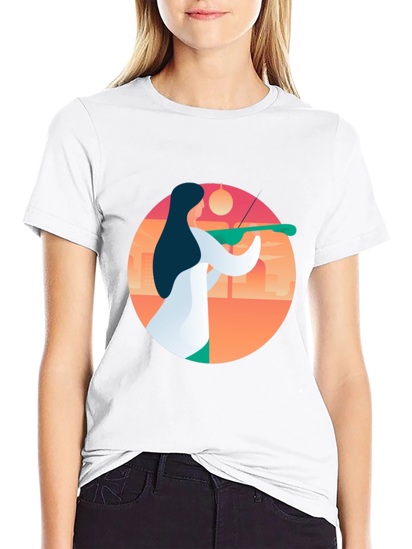 Abstract Musician Graphic Tee - Black