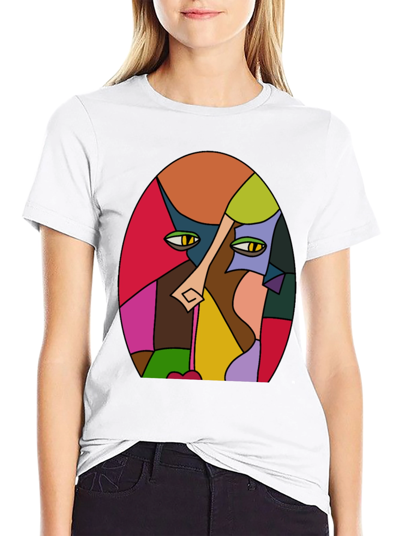 Abstract Face Graphic T-Shirt - Artistic Design