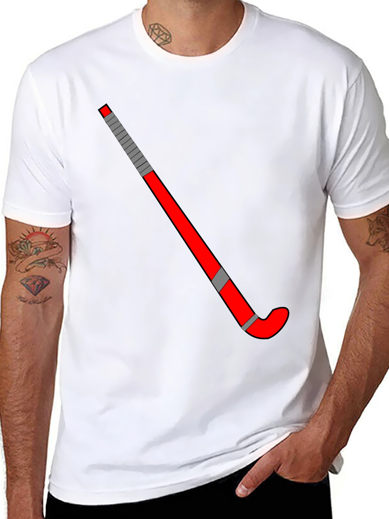 Hockey Stick Graphic Tee - Black Casual Shirt