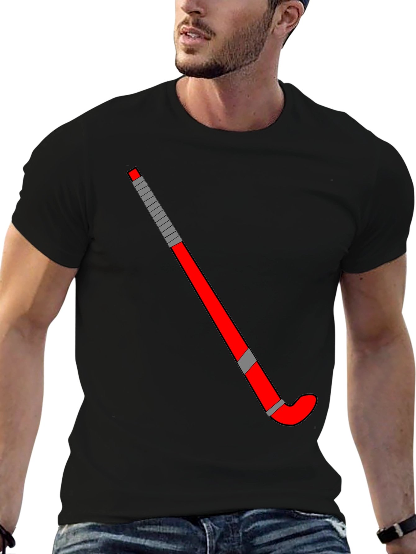 Hockey Stick Graphic Tee - Black Casual Shirt