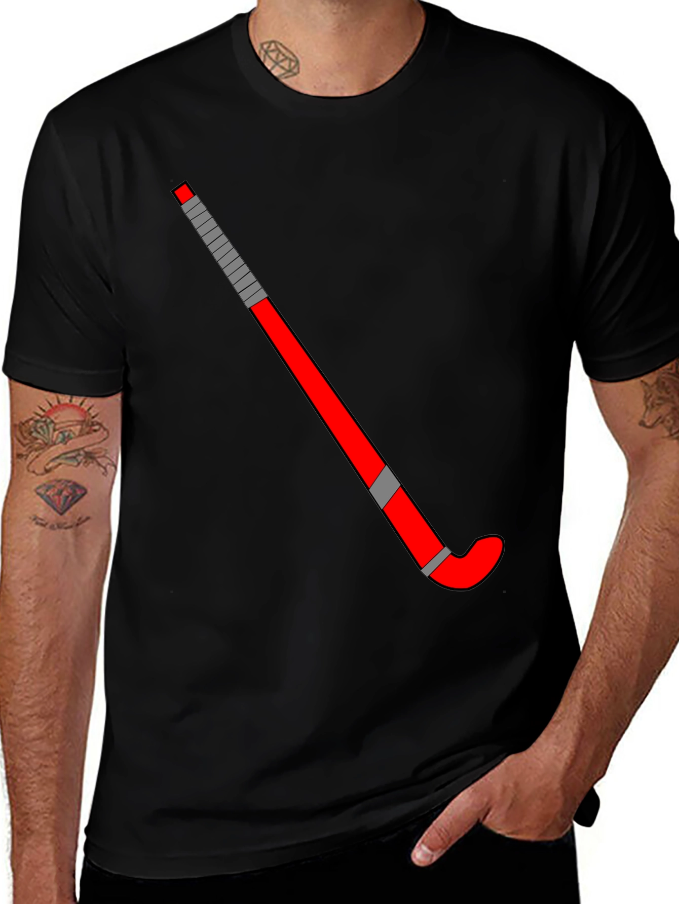 Hockey Stick Graphic Tee - Black Casual Shirt