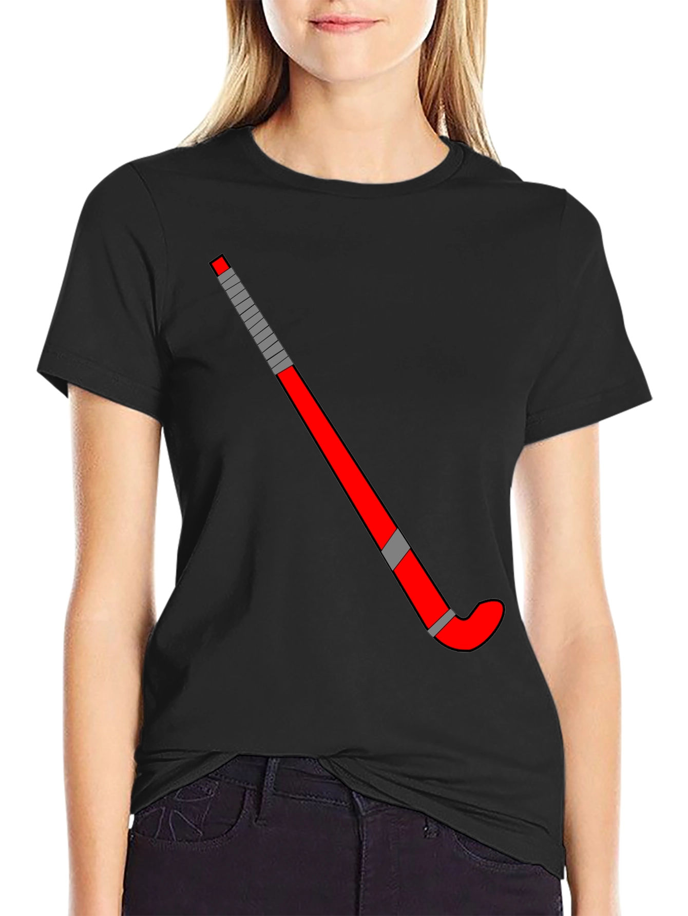 Hockey Stick Graphic Tee - Black Casual Shirt