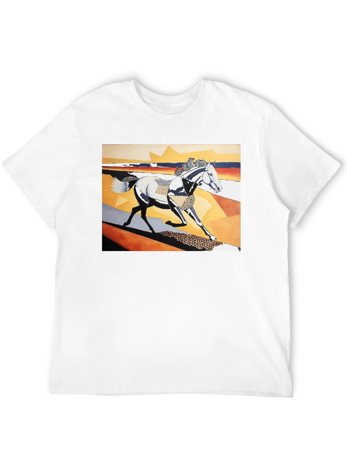 Abstract Horse Graphic Black T-Shirt