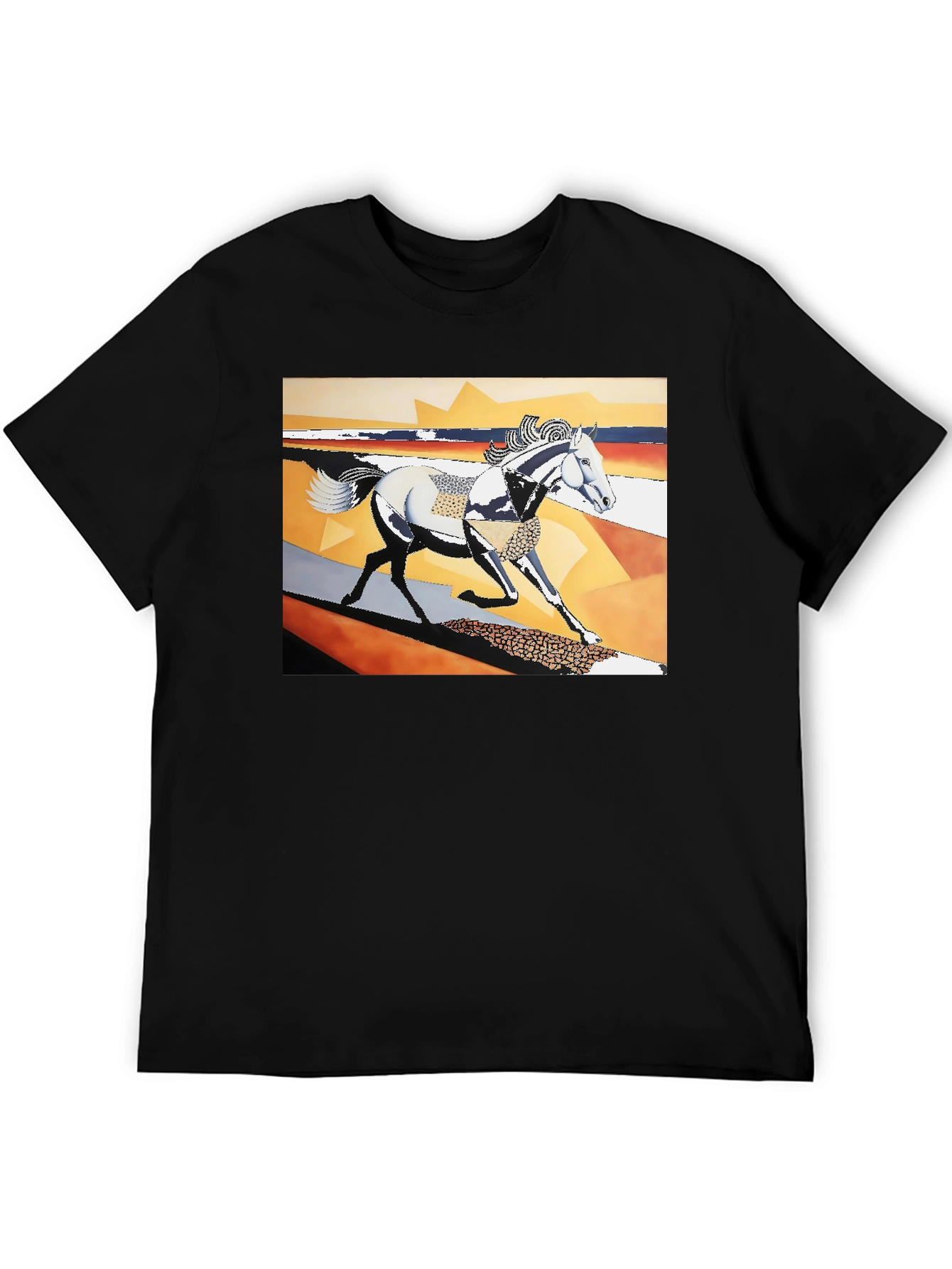 Abstract Horse Graphic Black T-Shirt